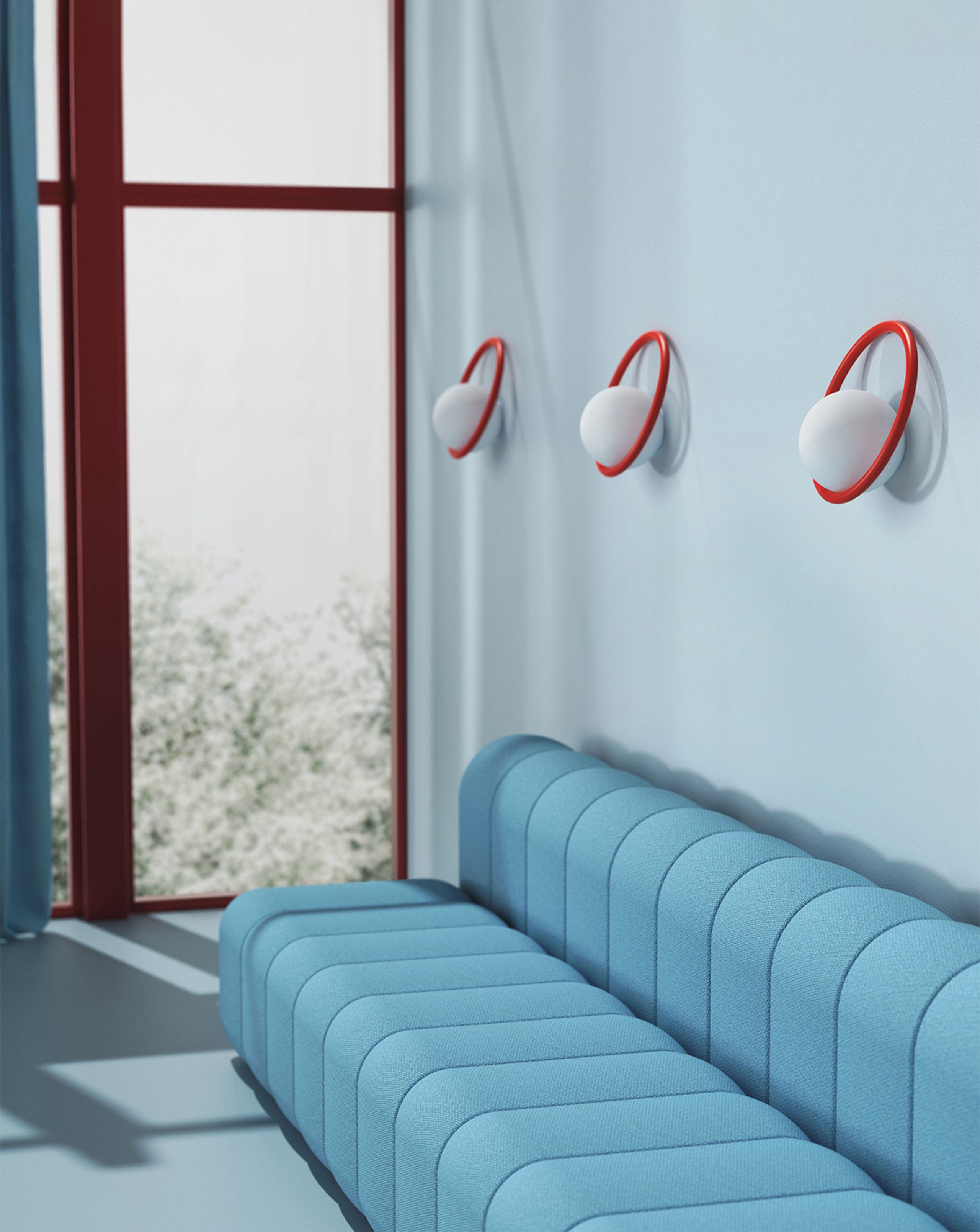 Swedish Ninja - Kinkiet - Hula Hoop Wall Lamp - Cord, Switch, & Plug - Scandi Blue