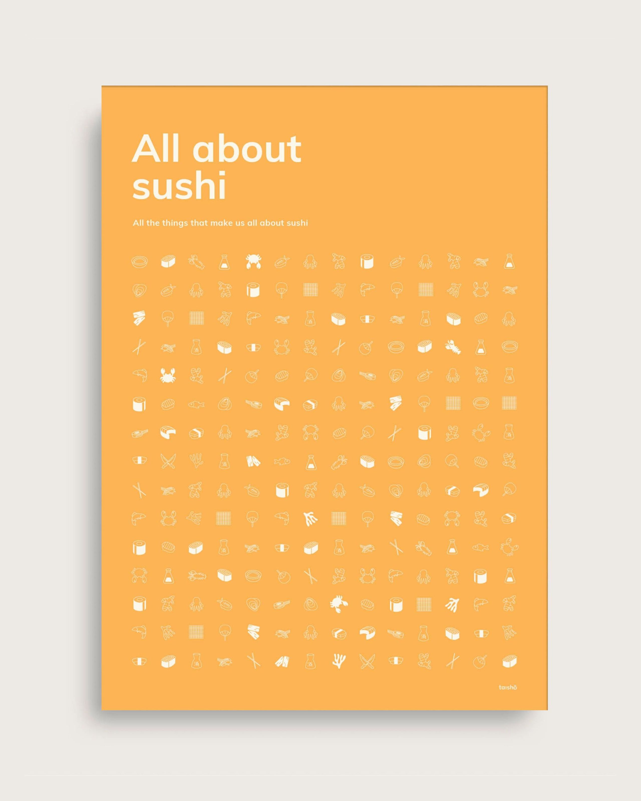 Taishō - Poster - All About Sushi - Orange Yellow