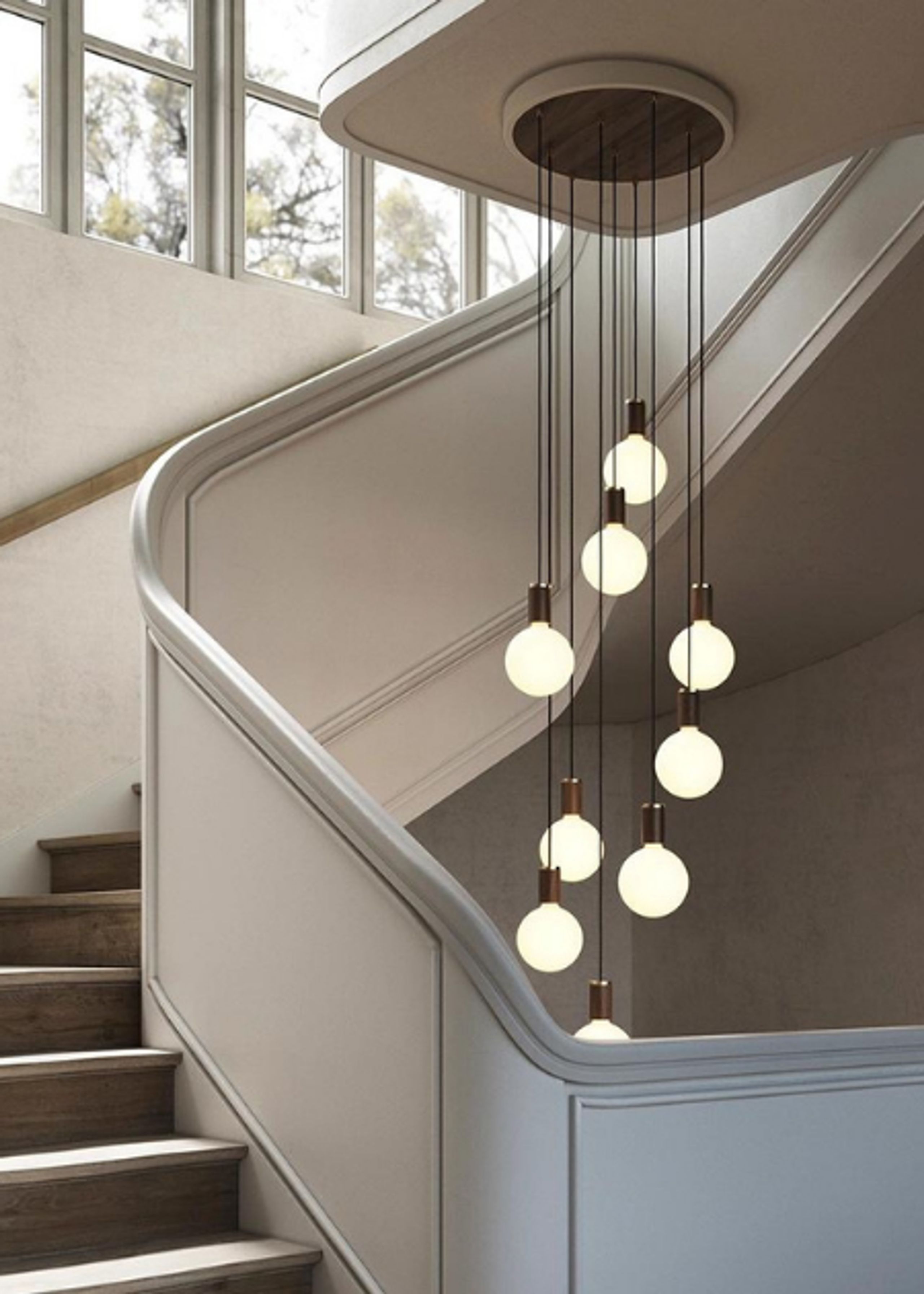 Tala - Lampe - Nine Pendant / Large / Sphere IV - Walnut/White