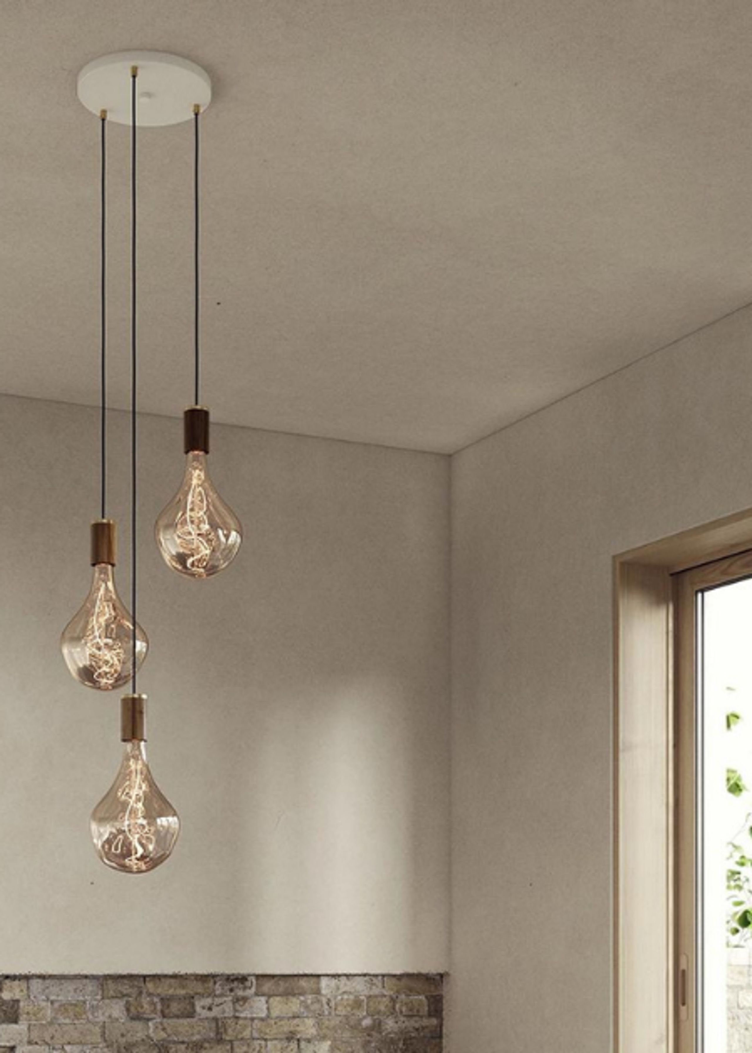 Tala - Lampe - Triple Pendant Canopy - Walnut/White