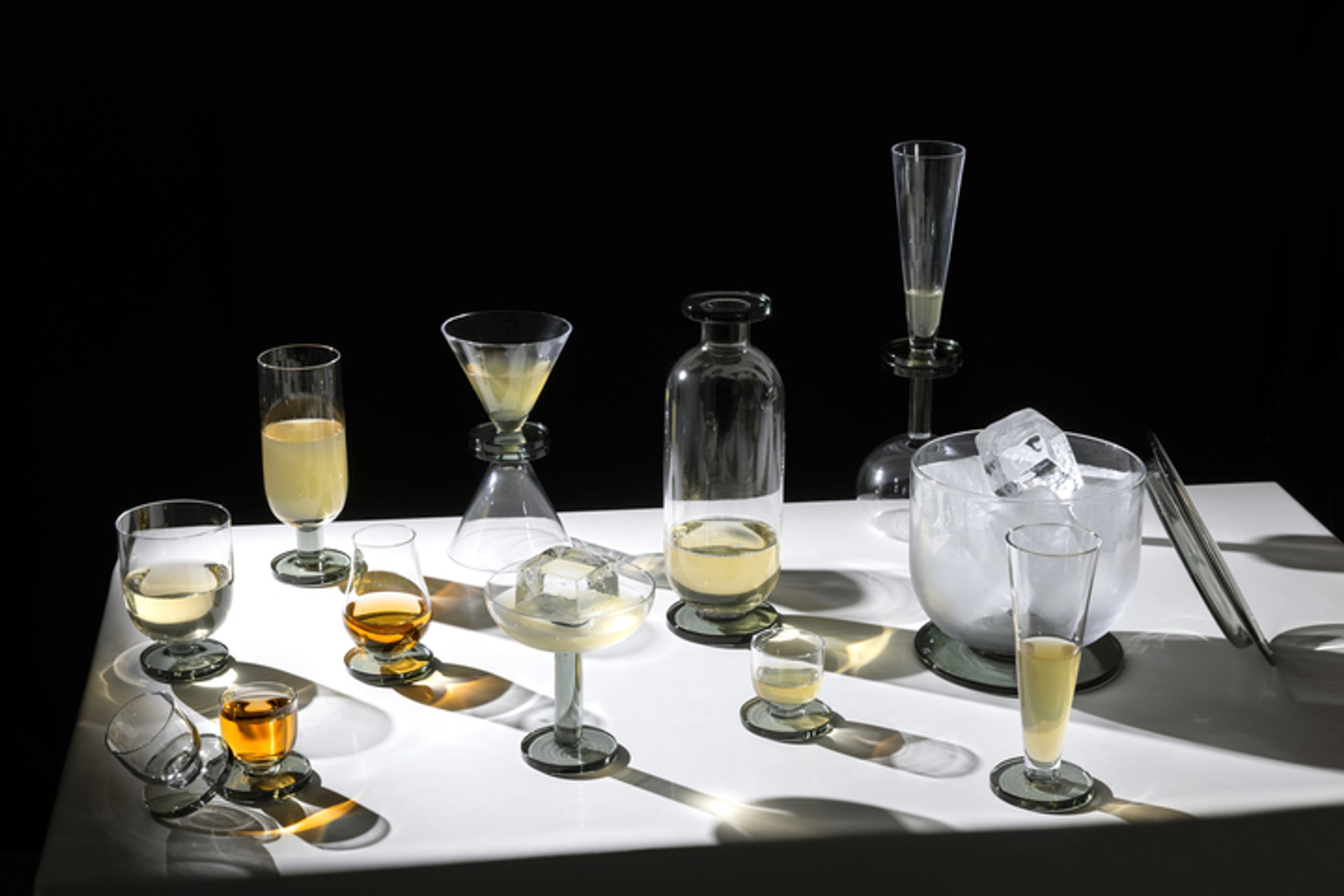 Tom Dixon - Glass - Puck Water Tumblers - Clear / Smoke - 2 pcs