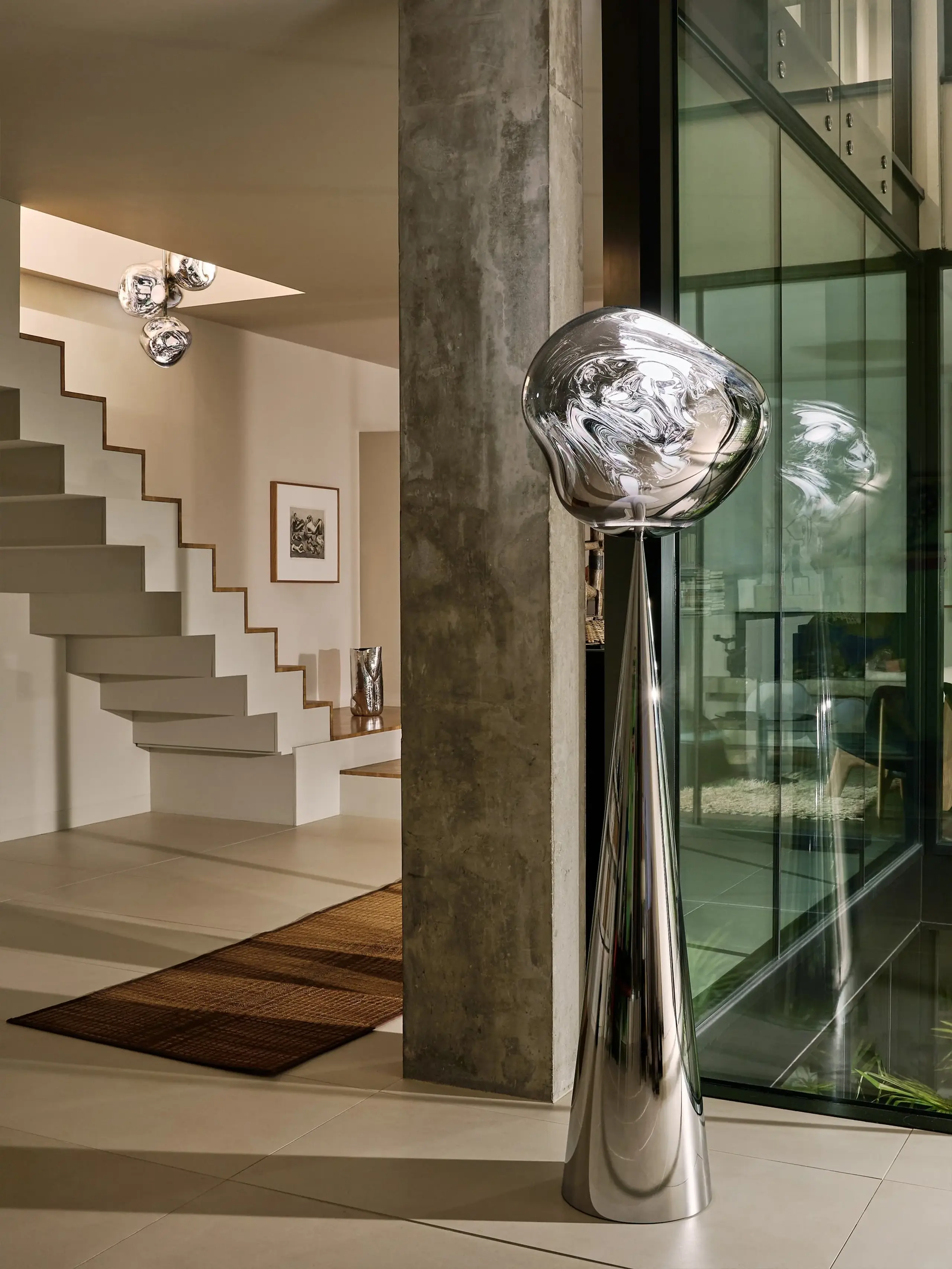 Tom Dixon - Lampa podłogowa - Melt Cone Fat Floor - Mirrored, Polished Silver
