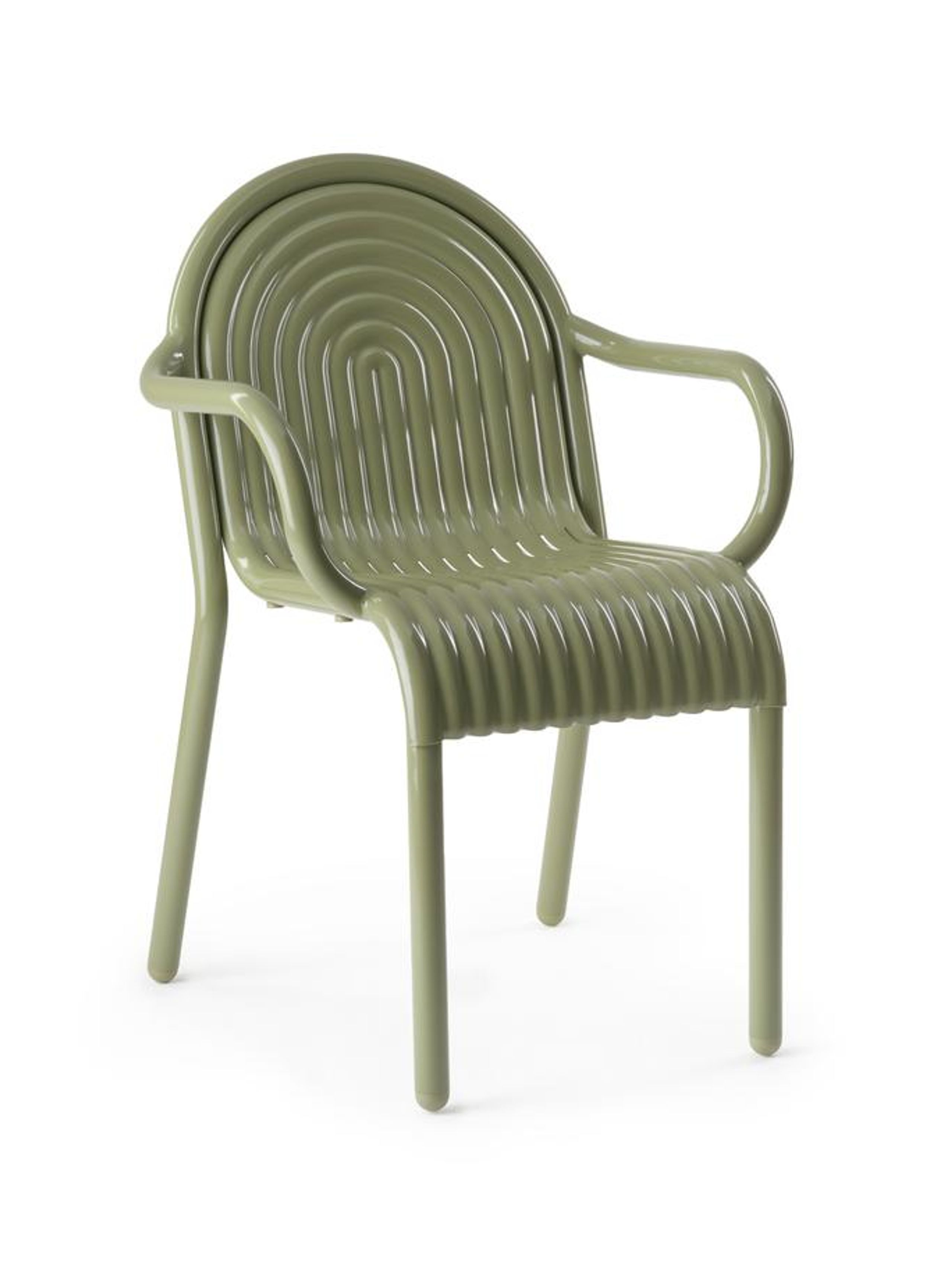 Tom Dixon - Krzesło ogrodowe - Groove Arm Chair - Moss