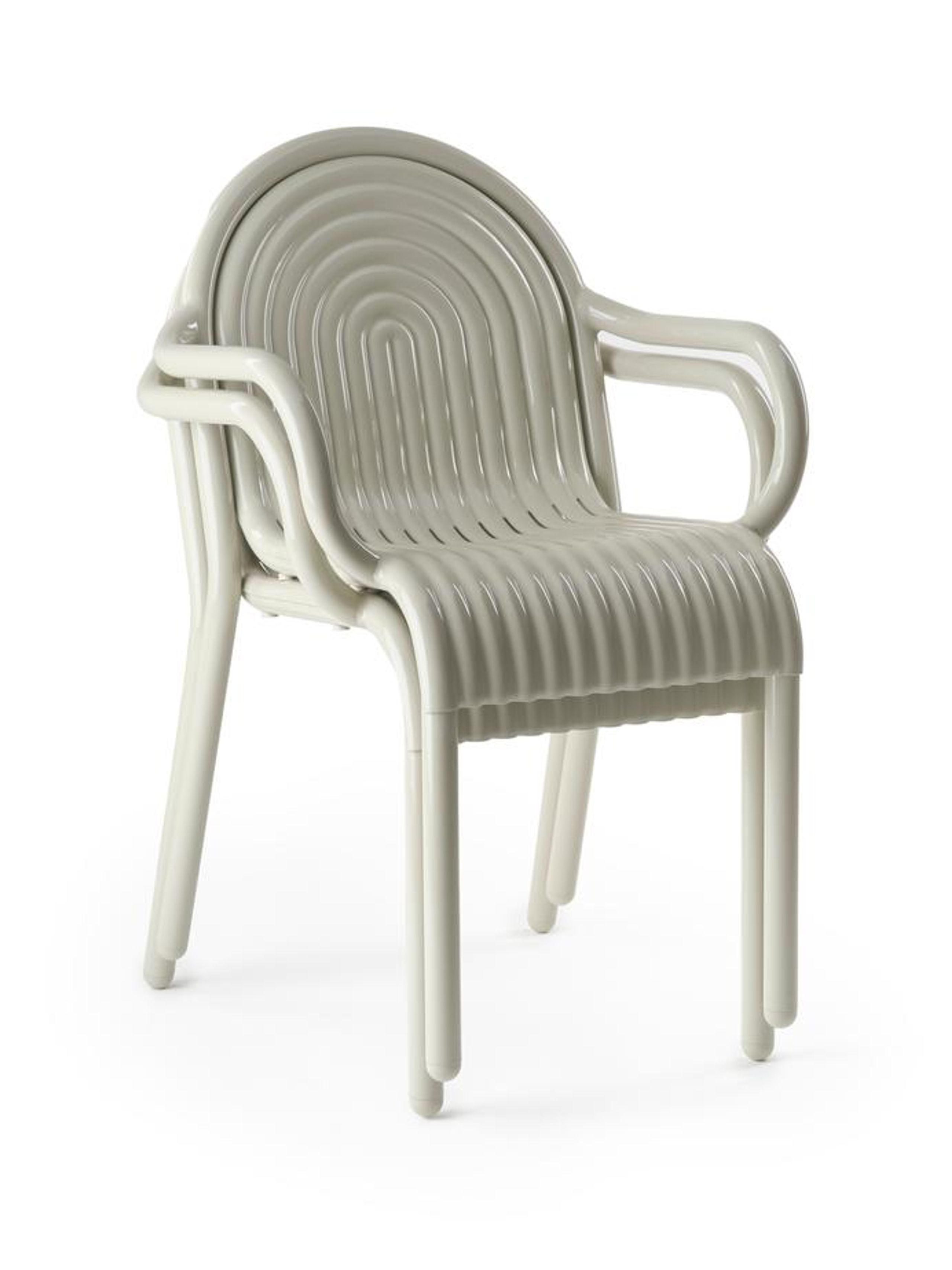 Tom Dixon - Krzesło ogrodowe - Groove Arm Chair - Putty