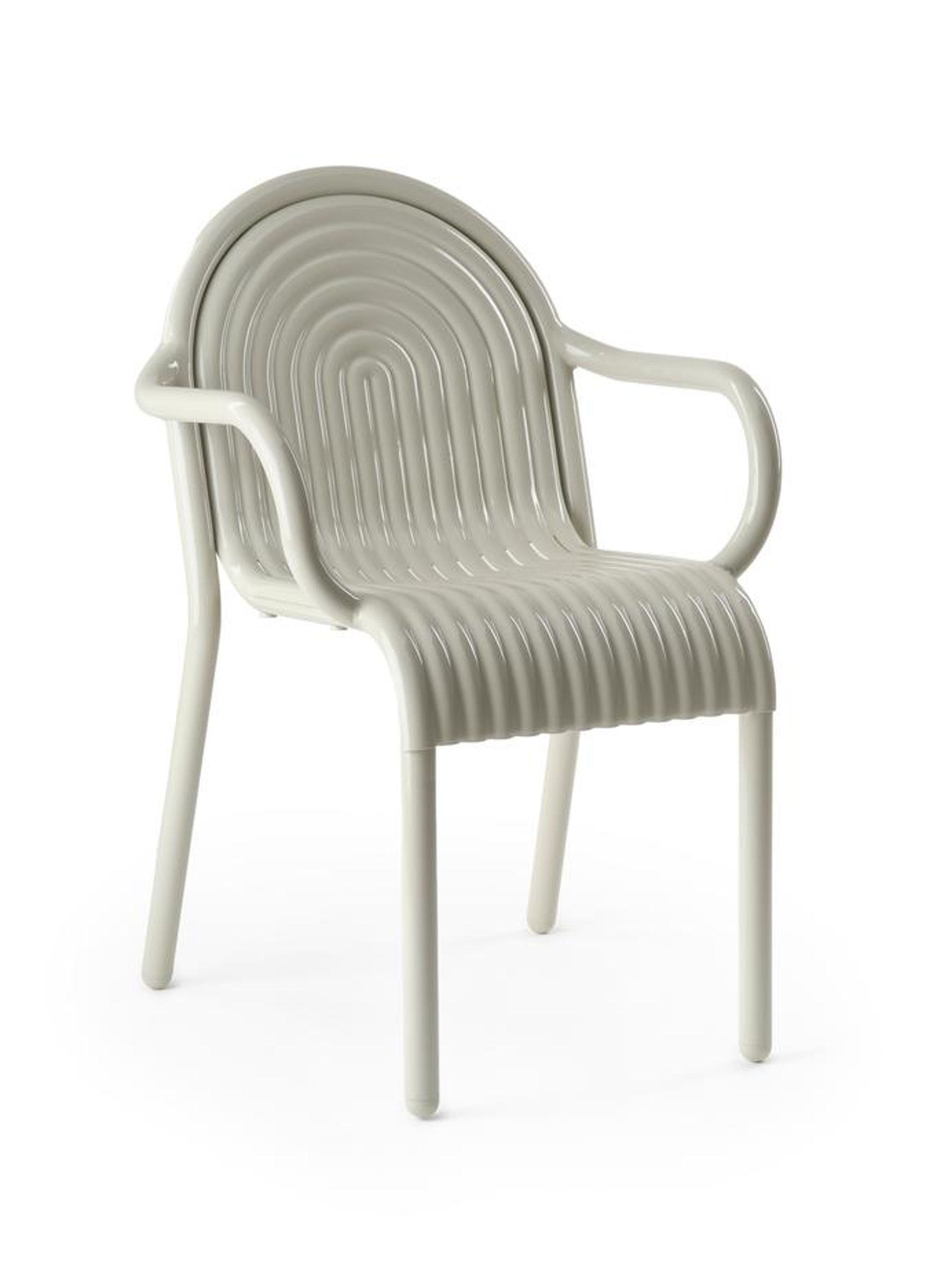 Tom Dixon - Krzesło ogrodowe - Groove Arm Chair - Putty