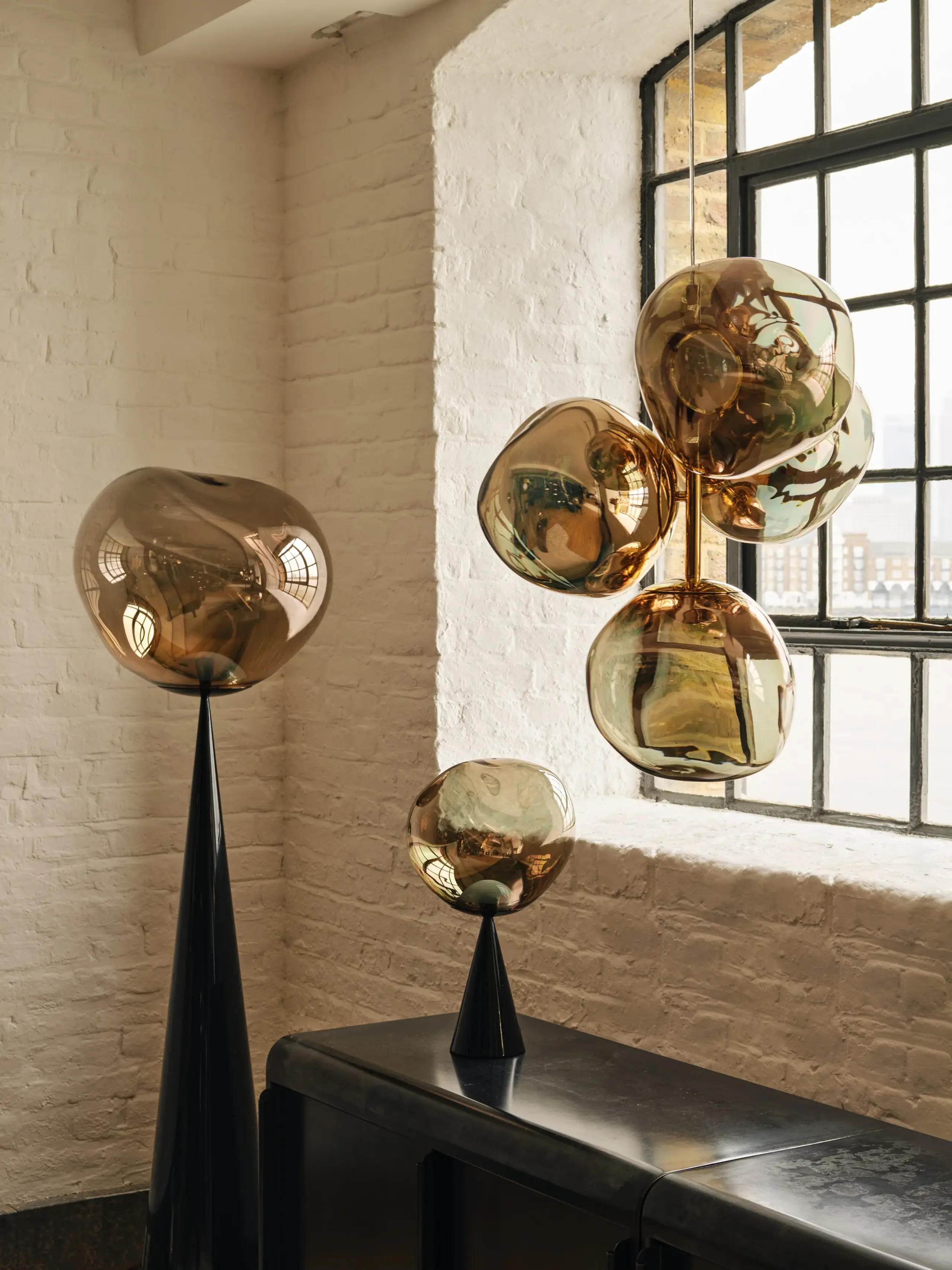 Tom Dixon - Ceiling lamp - Melt Chandelier Mini Led - Mirrored, Polished Bronze