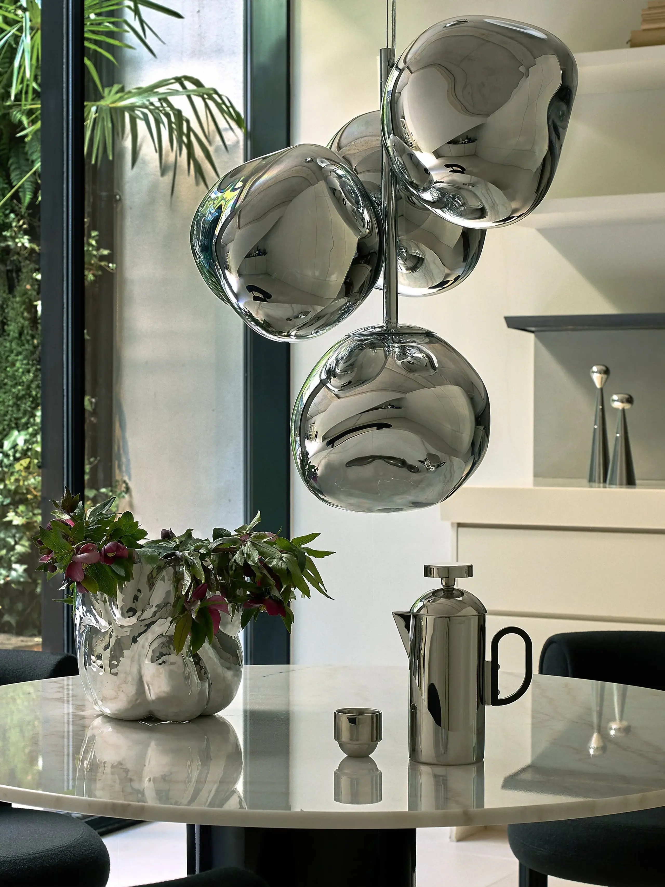 Tom Dixon - Ceiling lamp - Melt Chandelier Mini Led - Mirrored, Polished Silver