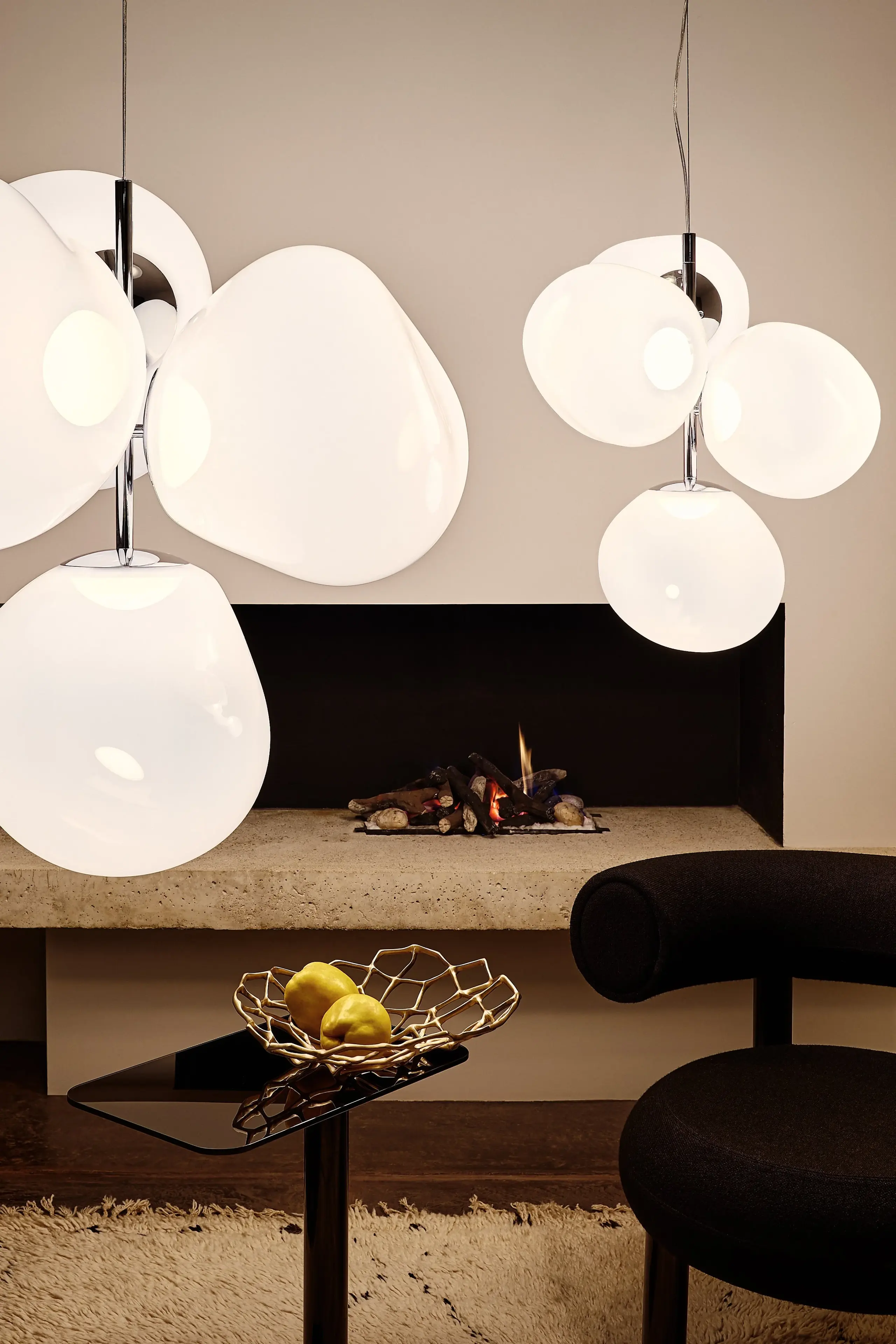 Tom Dixon - Lámpara de techo - Melt Chandelier Small Led - Tinted, Polished Opalescent / Silver