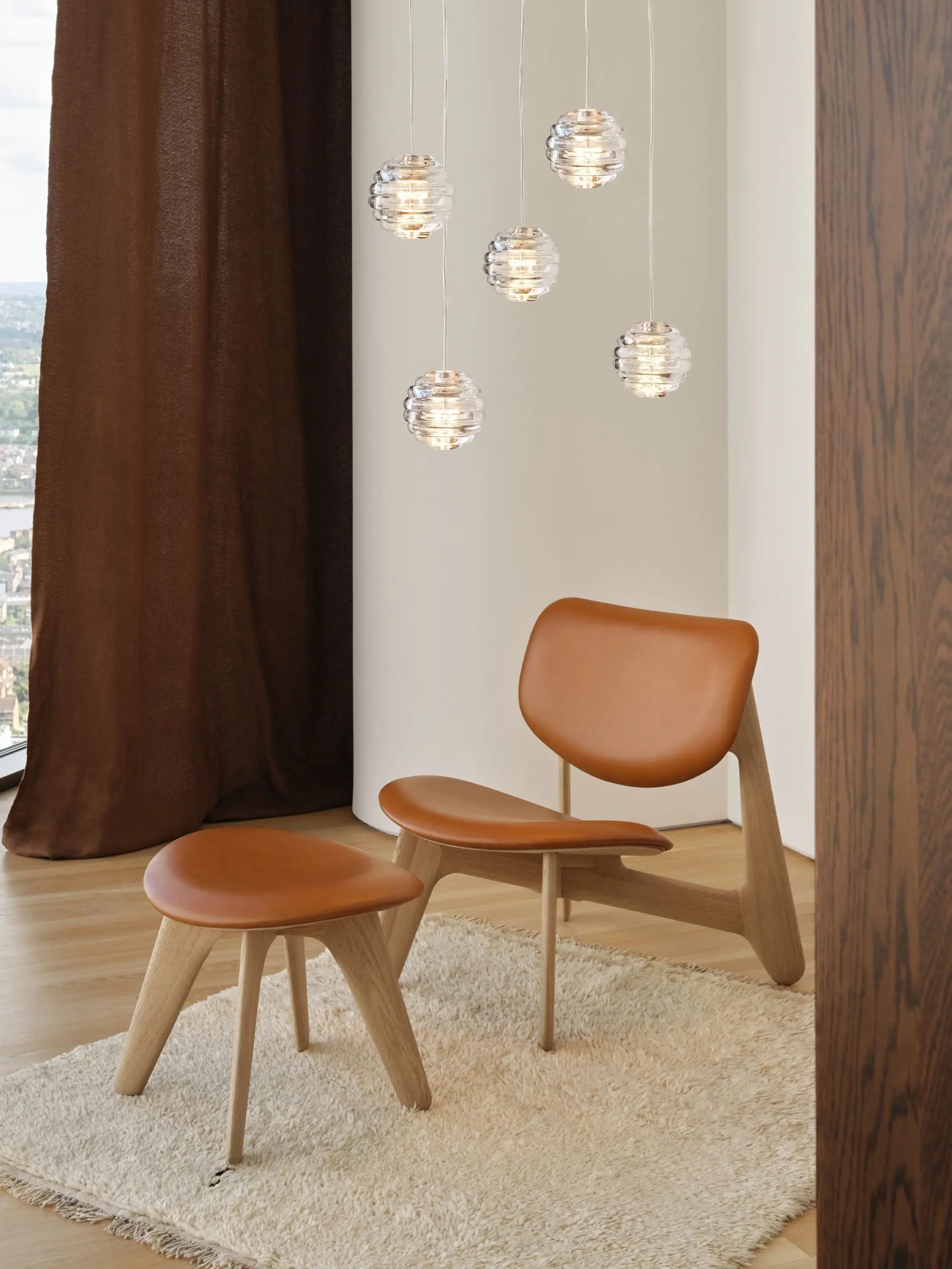 Tom Dixon - Krzesło do salonu - Slab Lounge Chair - Natural / Cognac