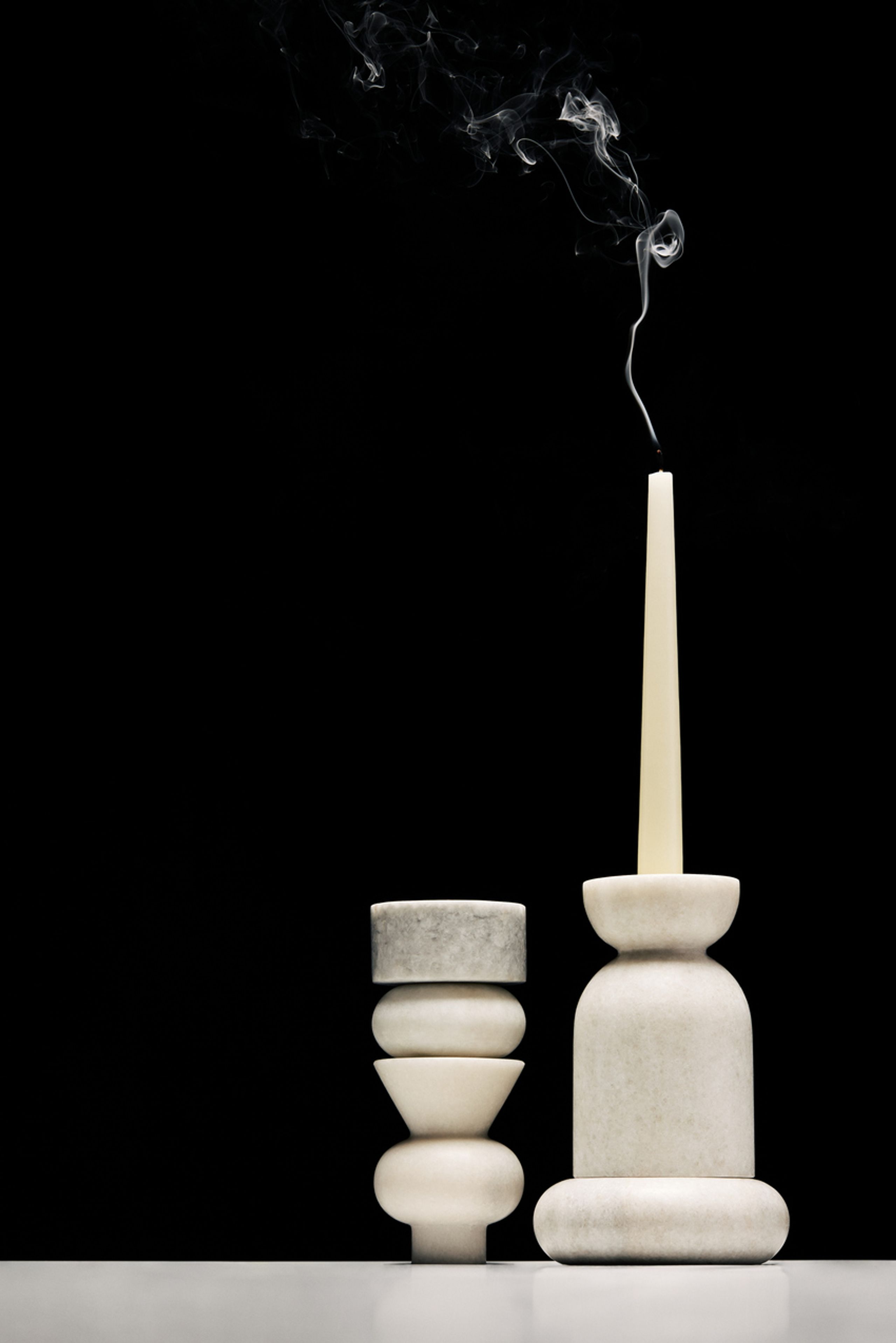 Tom Dixon - Candle holder - Stone Stacking Candleholder - Polished White