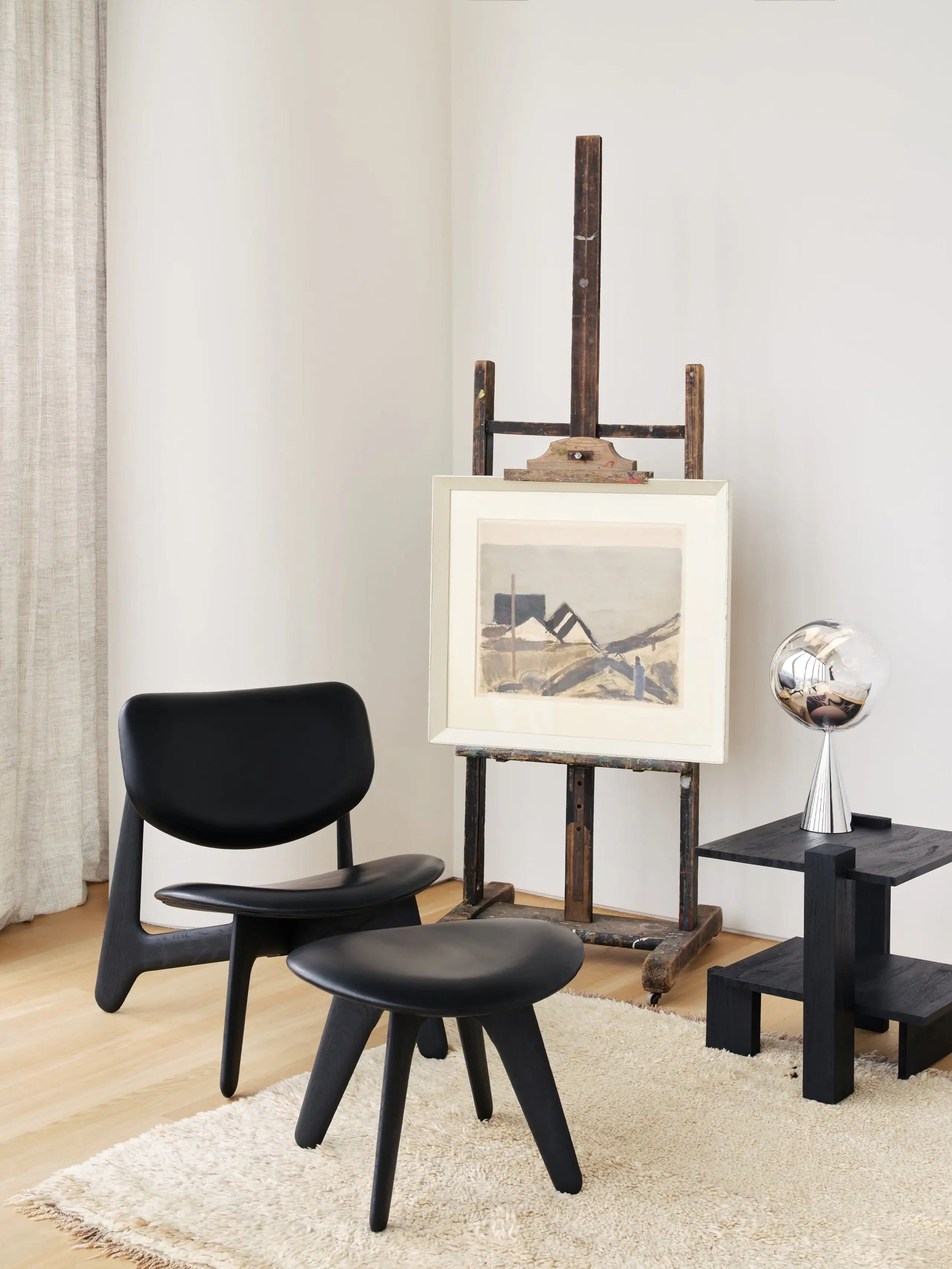 Tom Dixon - Ottomano - Slab Ottoman Leather - Black / Black