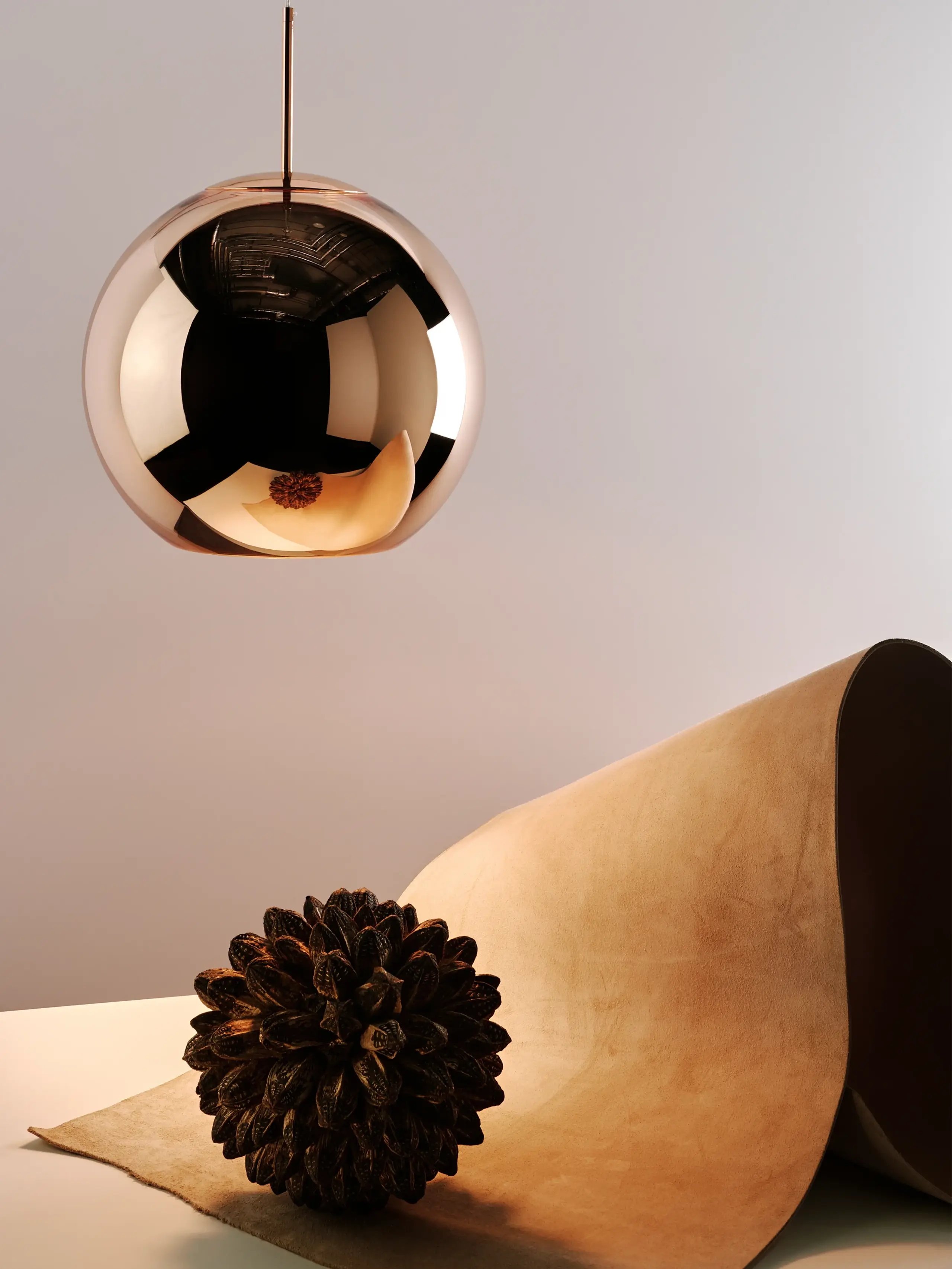 Tom Dixon - Pendelleuchte - Copper Pendant Round Led - Mirrored Copper 45