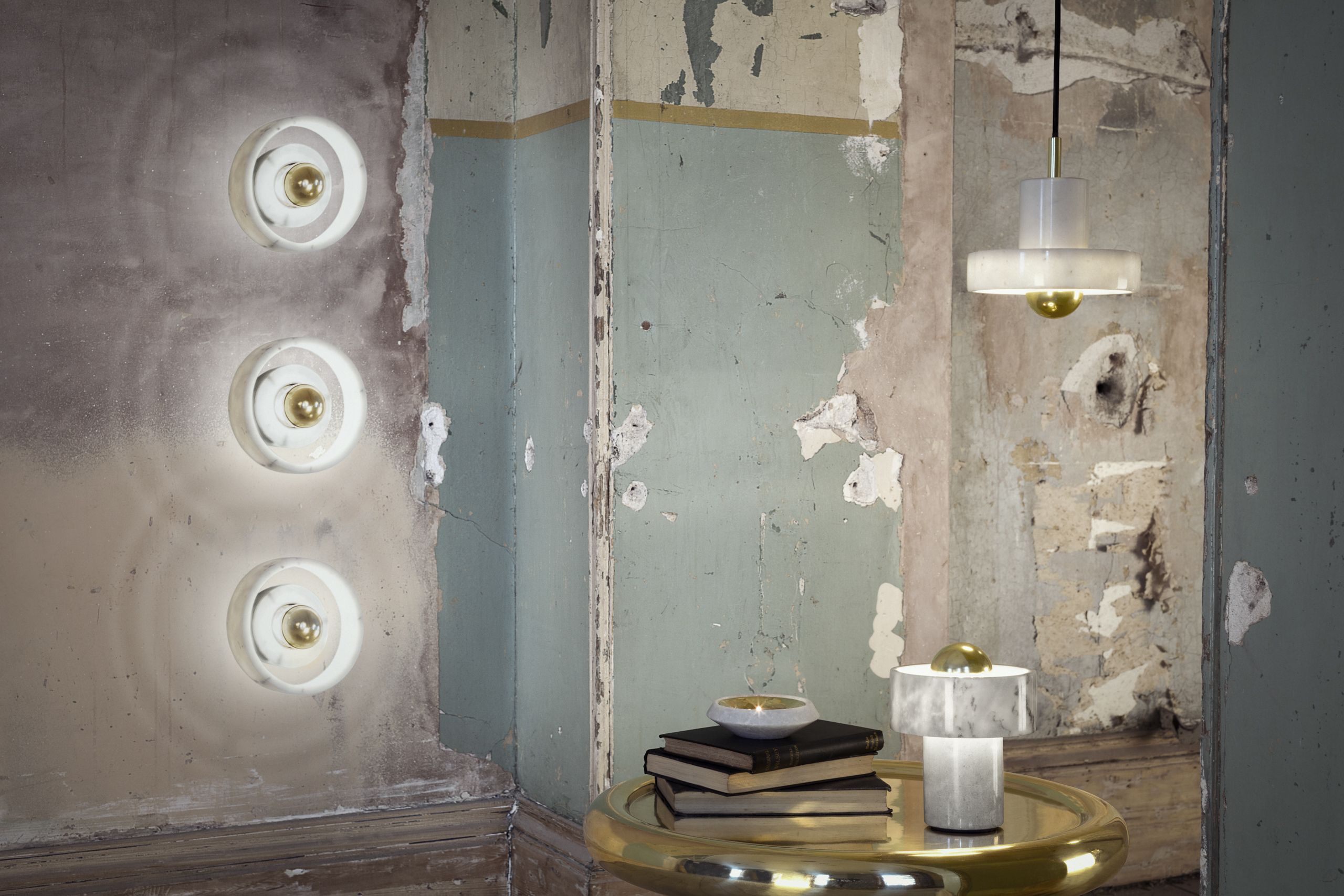 Tom Dixon - Wall lamp - Stone Wall LED - Polished Marble / Gold