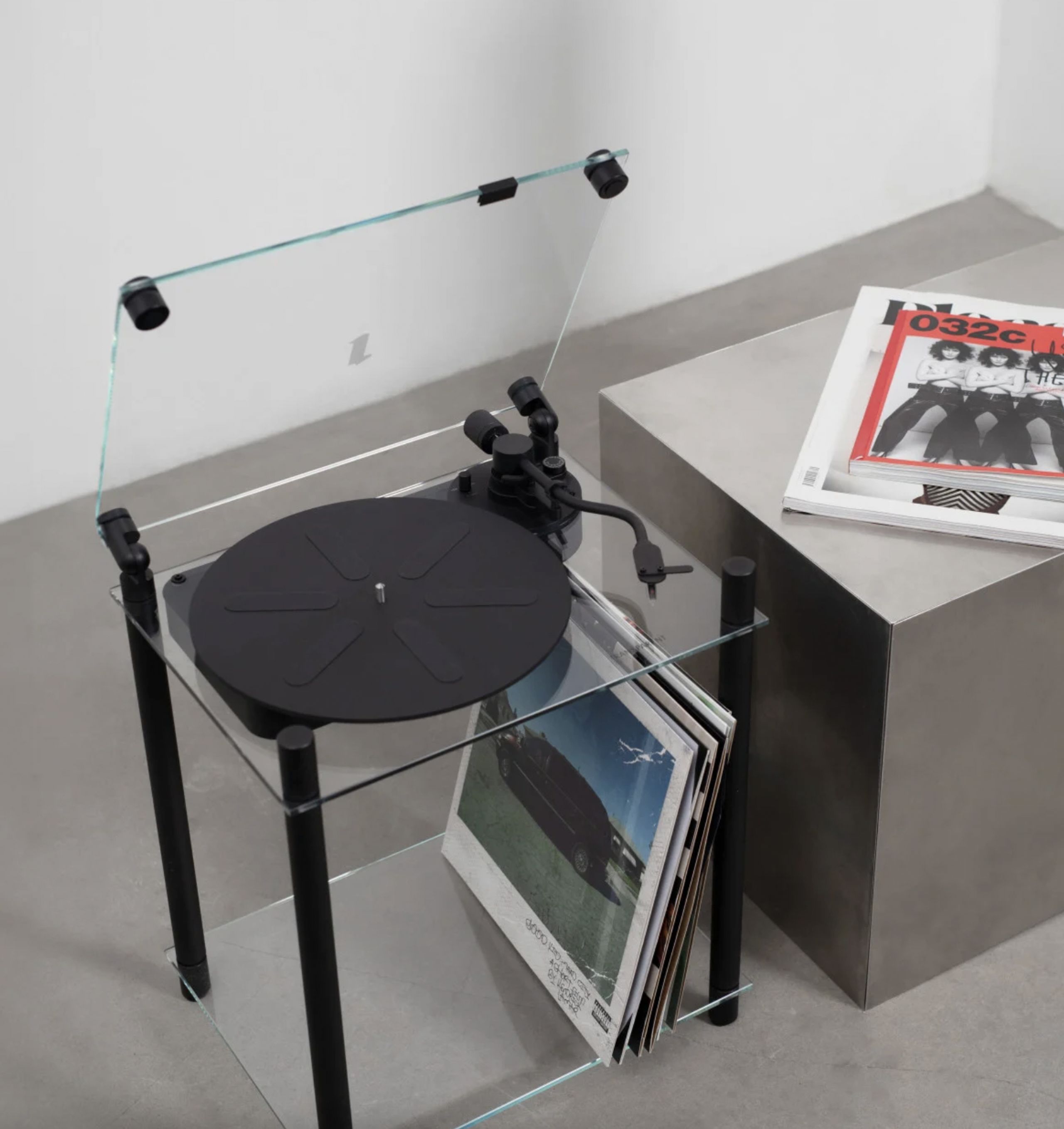 Transparent - Turntable stand - Turntable Table Stand - Black