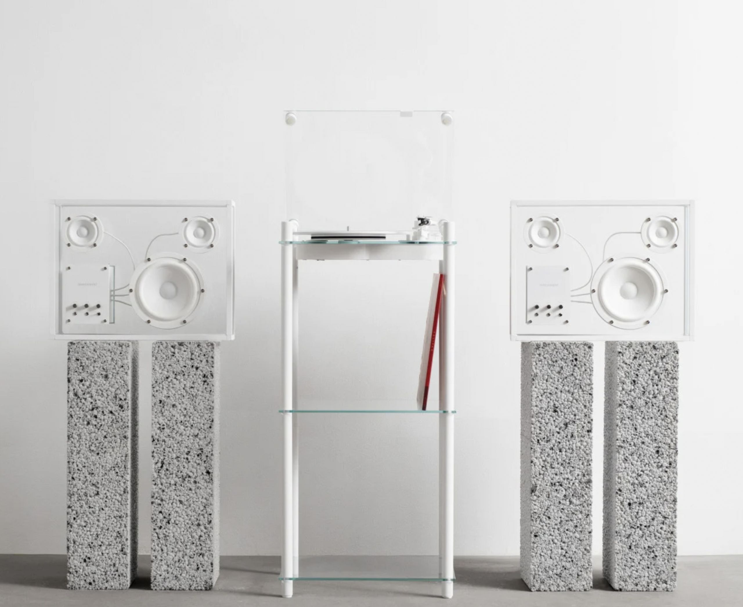 Transparent - Pladespiller stand - Turntable Table Stand - White