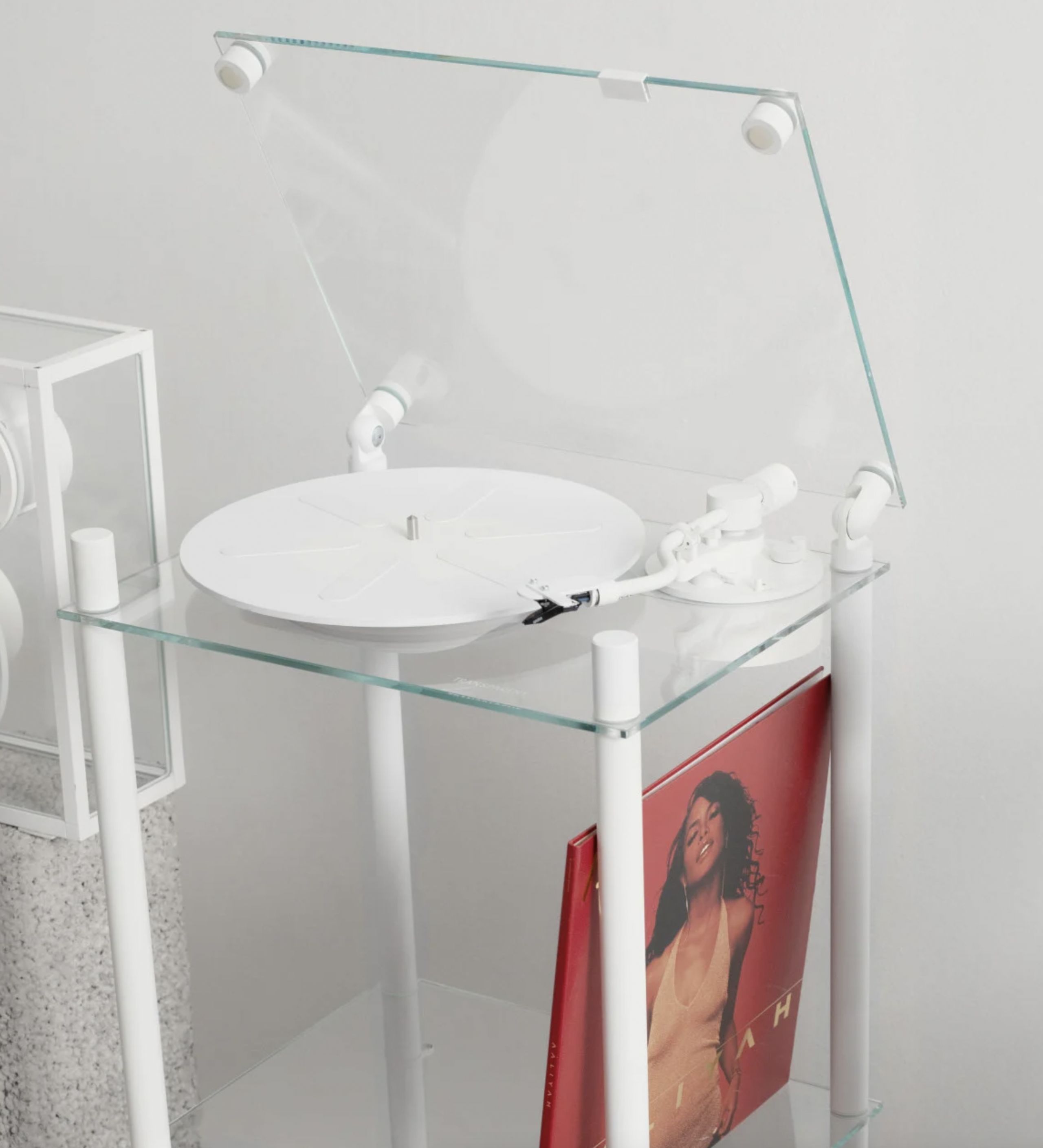 Transparent - Pladespiller stand - Turntable Table Stand - White