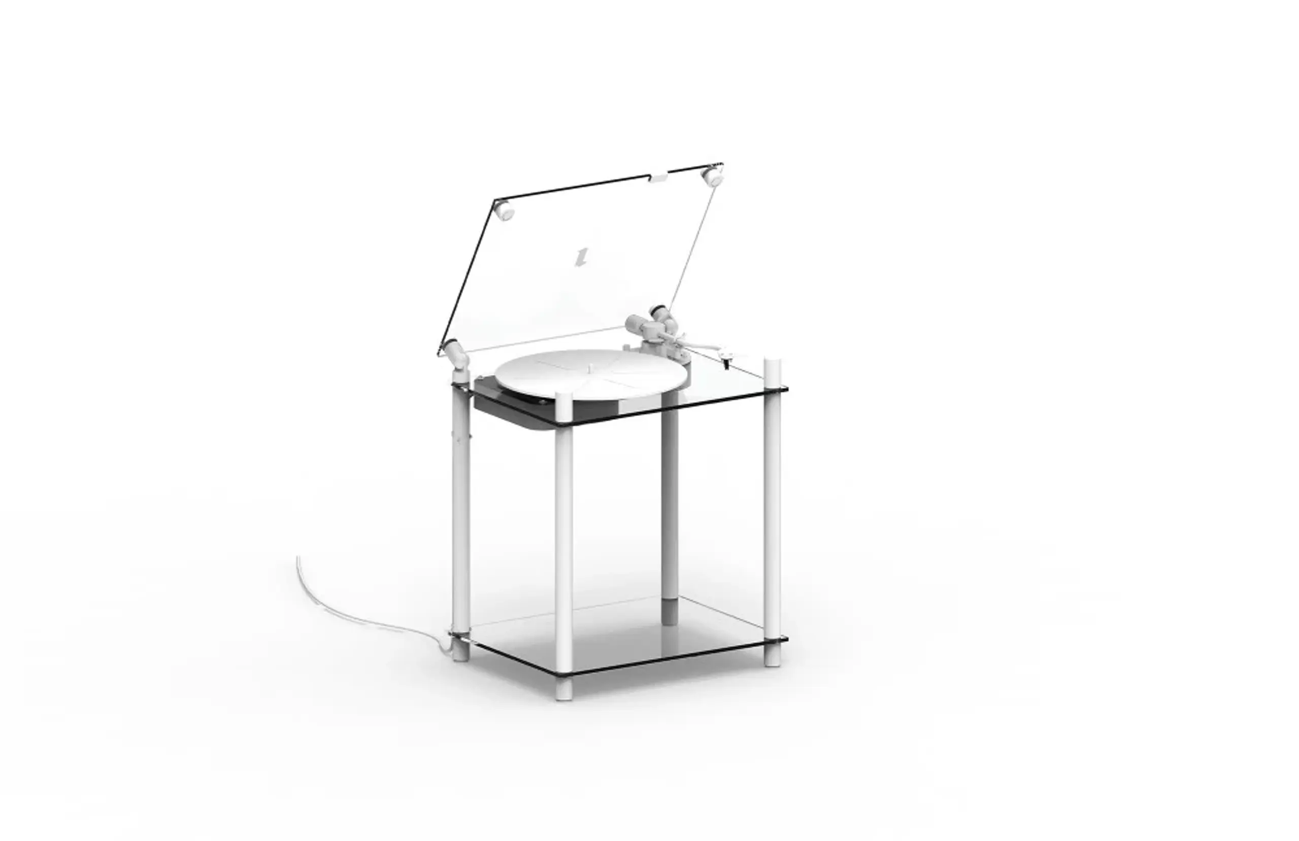 Transparent - Pladespiller stand - Turntable Table Stand - White
