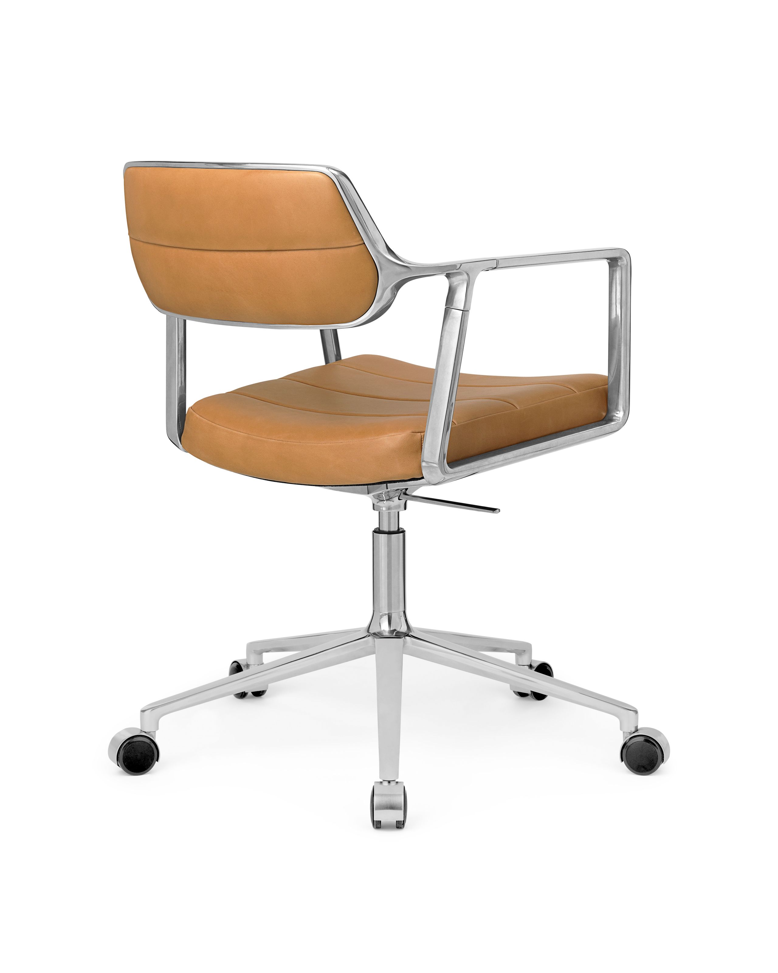 Vipp - Kontorstol - Vipp453 Swivel+ - Camel Leather 101 / Polished Frame - Castors