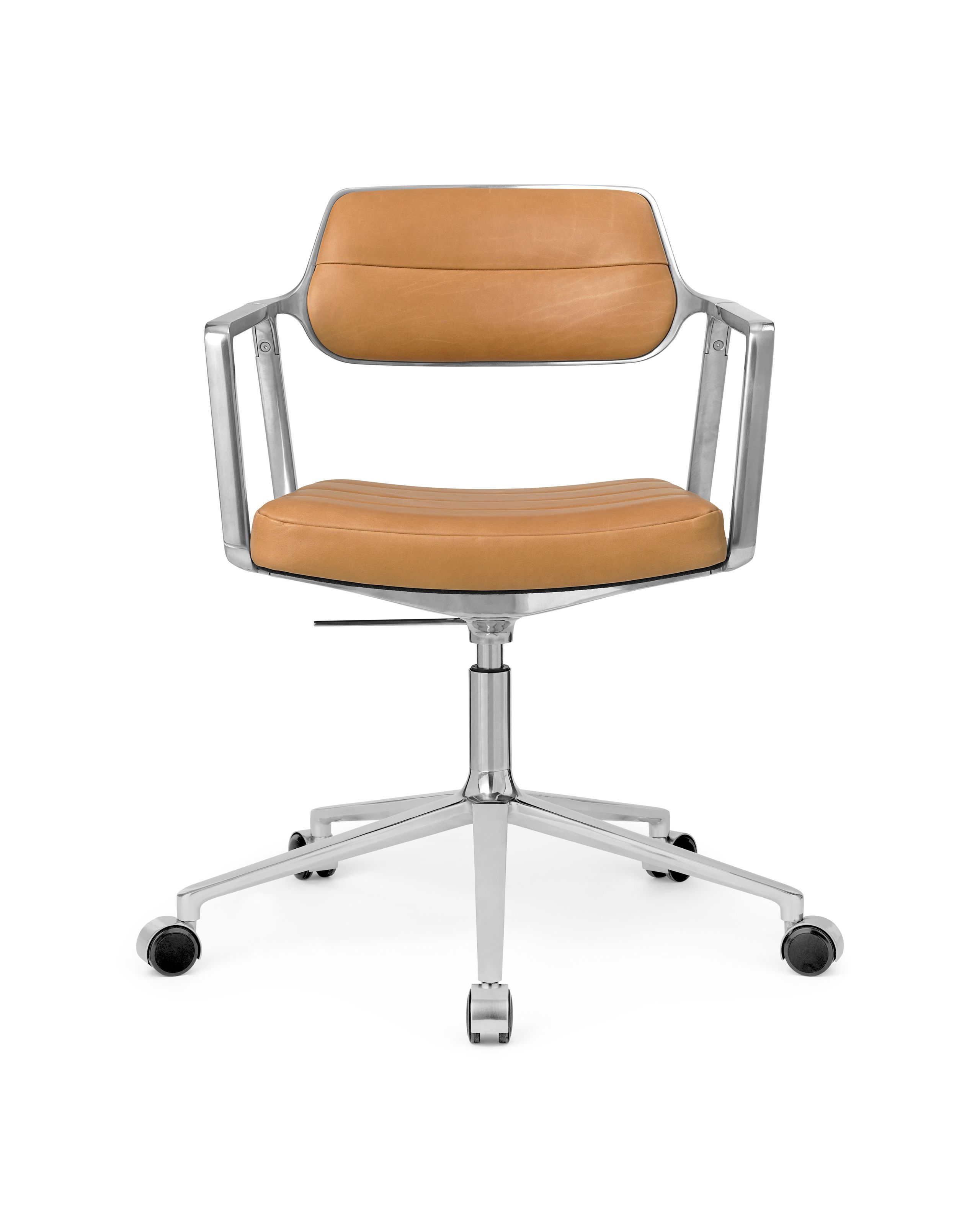 Vipp - Kontorstol - Vipp453 Swivel+ - Camel Leather 101 / Polished Frame - Castors
