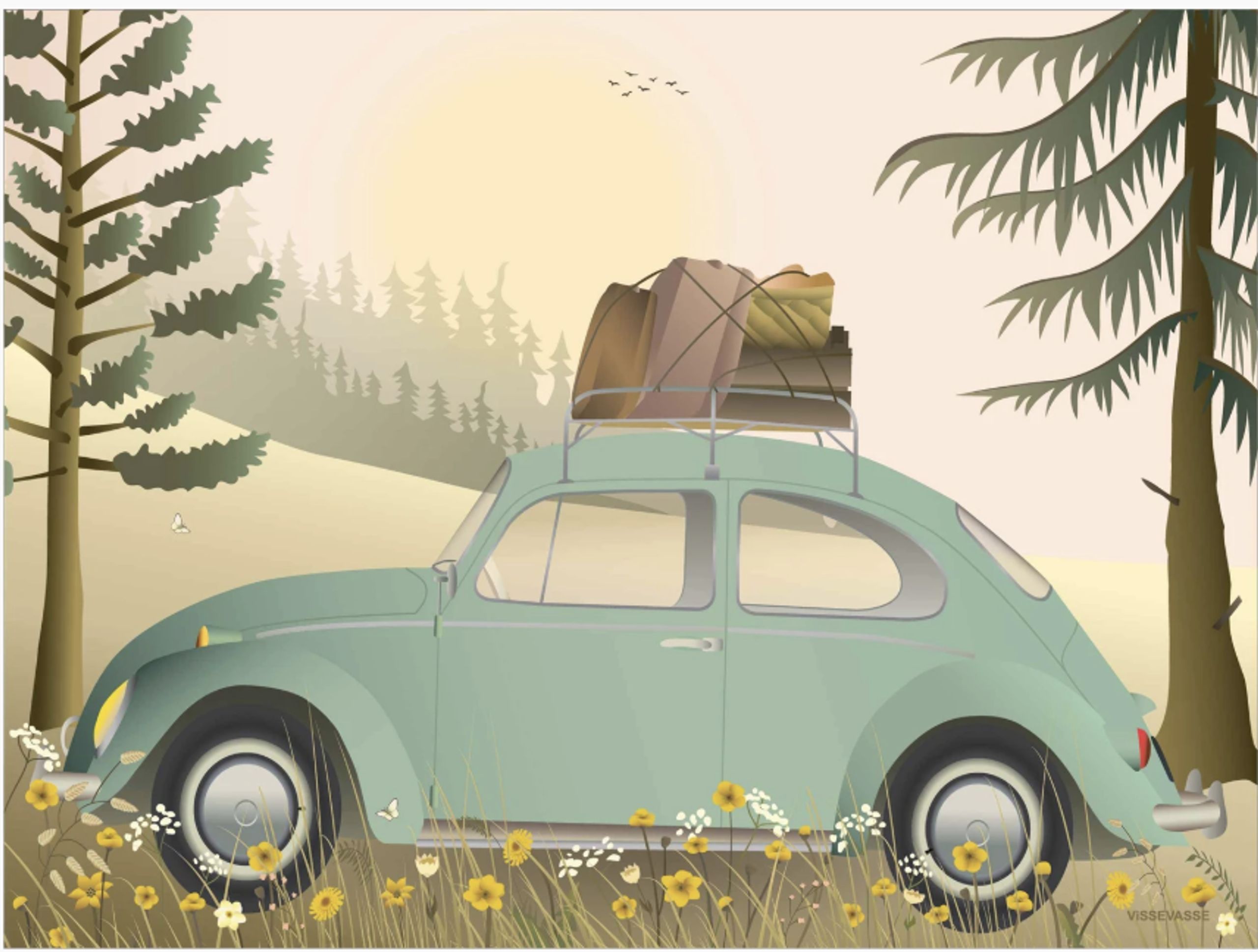 ViSSEVASSE - Poster - VW BEETLE GREEN - plakat - Beetle