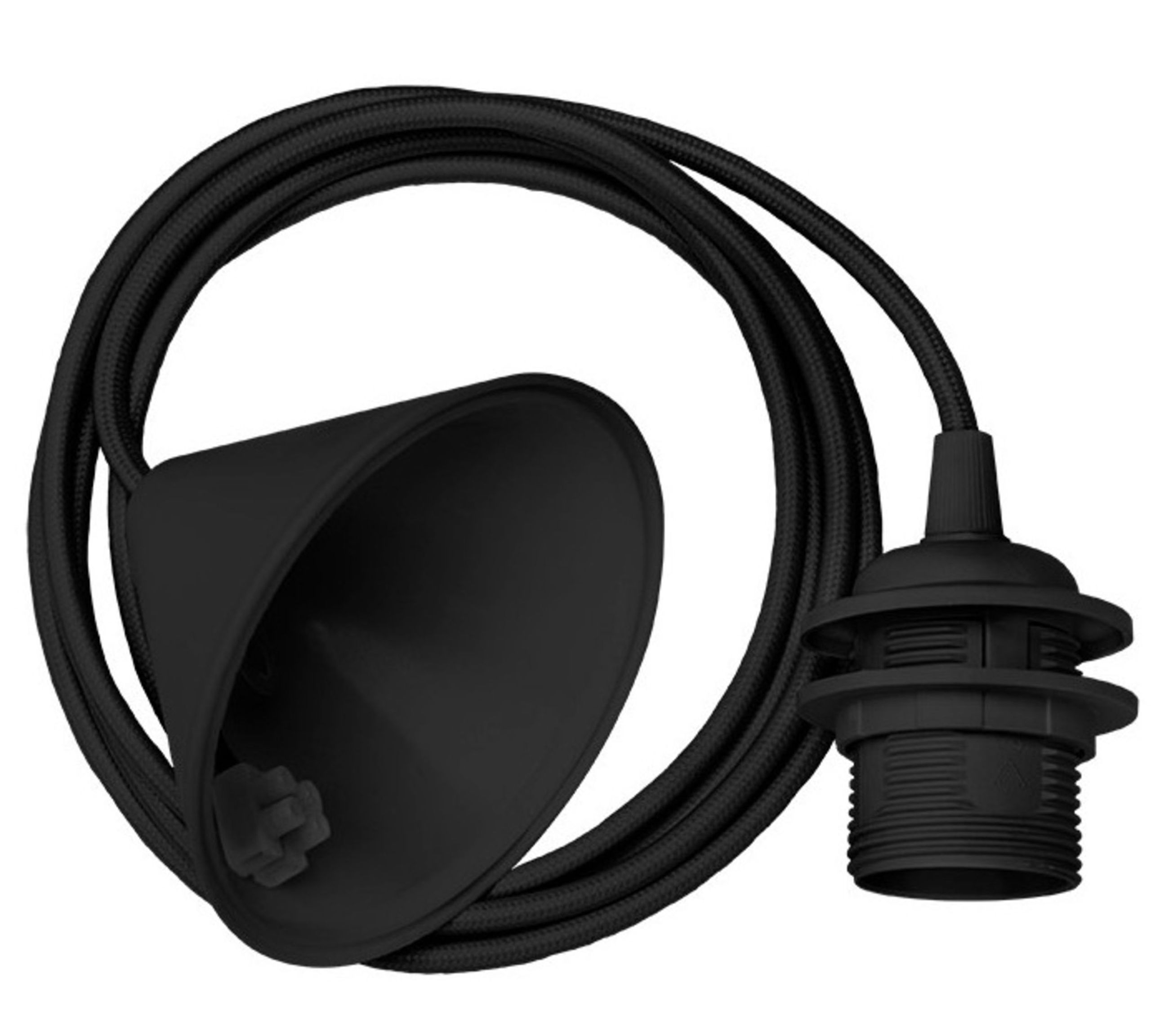 Vita Copenhagen - Lampeskærm - Eos Fjerlampe - Sort Ophæng M/Stofledning