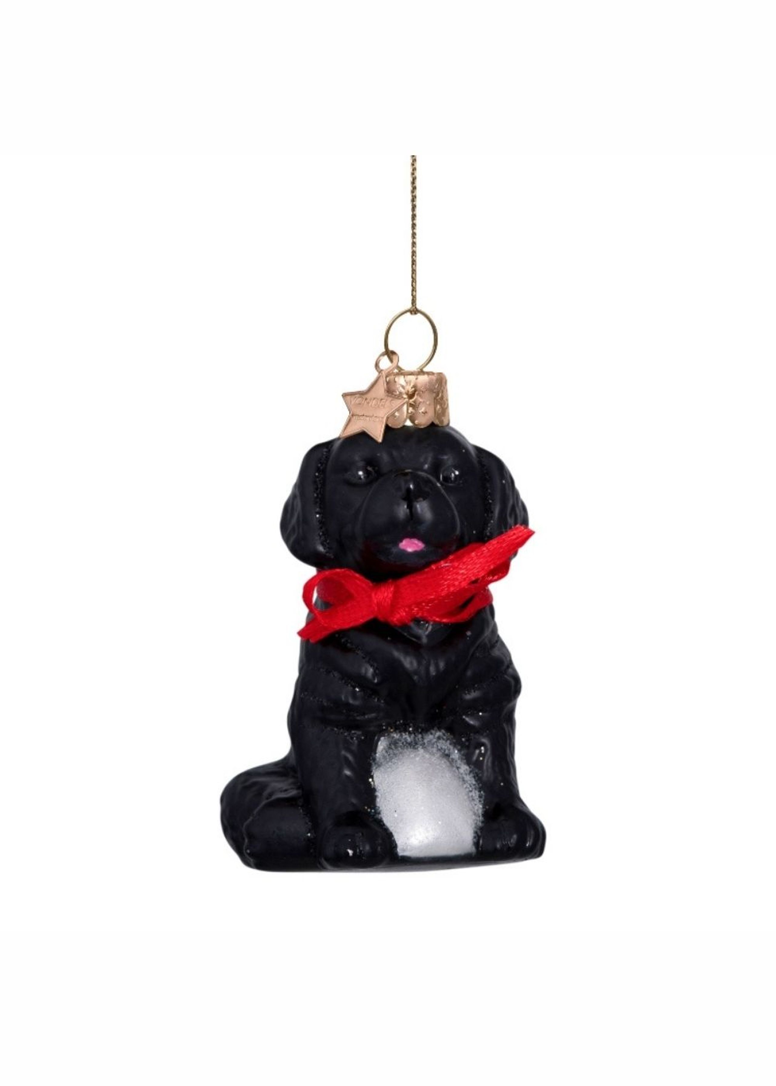Vondels - Vánoční ples - Ornament glass black puppy labrador - Black