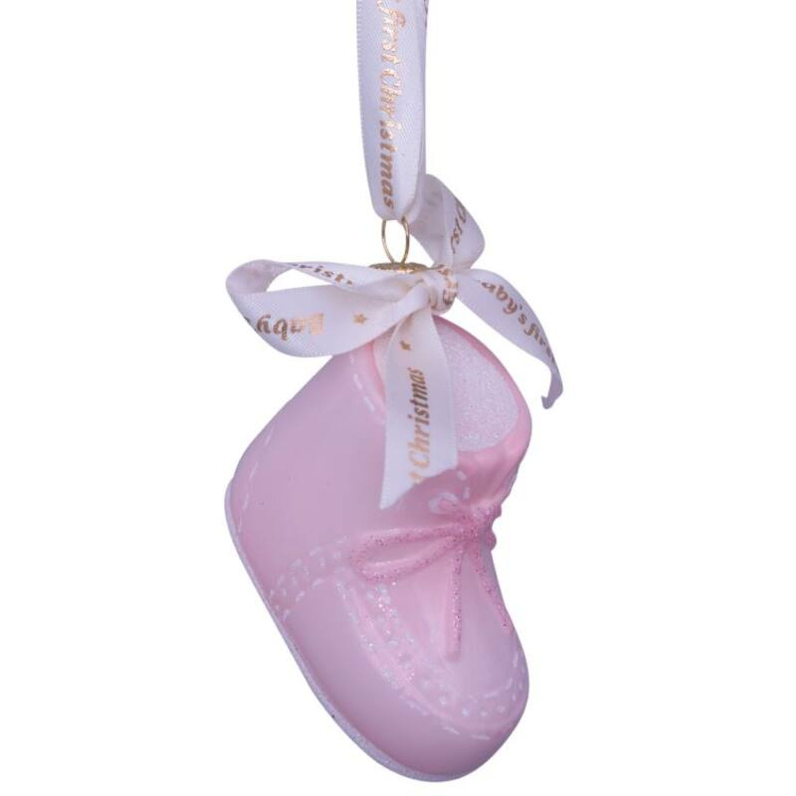 Vondels - Christbaumkugel - Ornament Glass Pink Baby's First Christmas Shoe - Pink