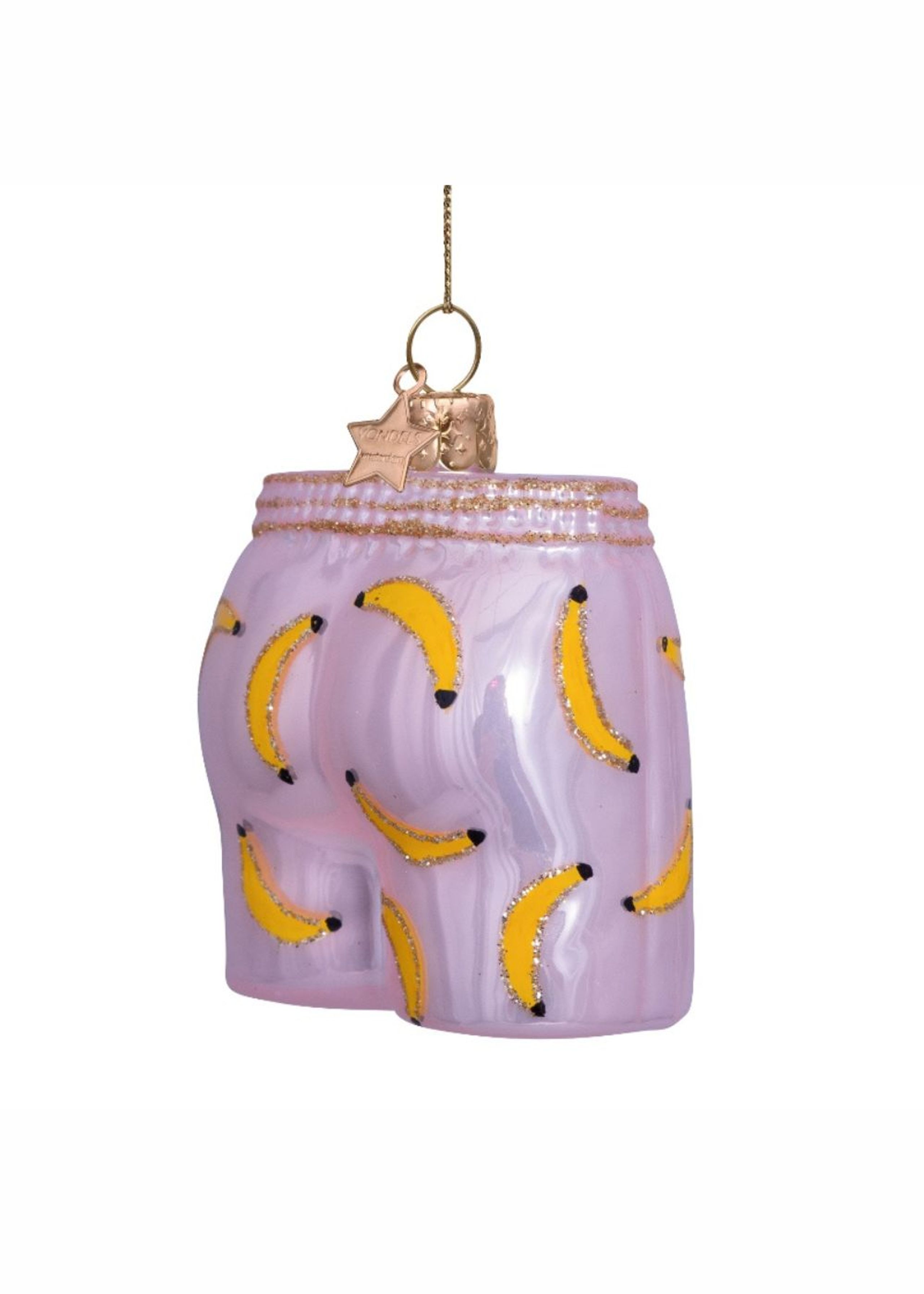 Vondels - Christmas Ball - Ornament glass soft pink boxer shorts w/bananas - Pink