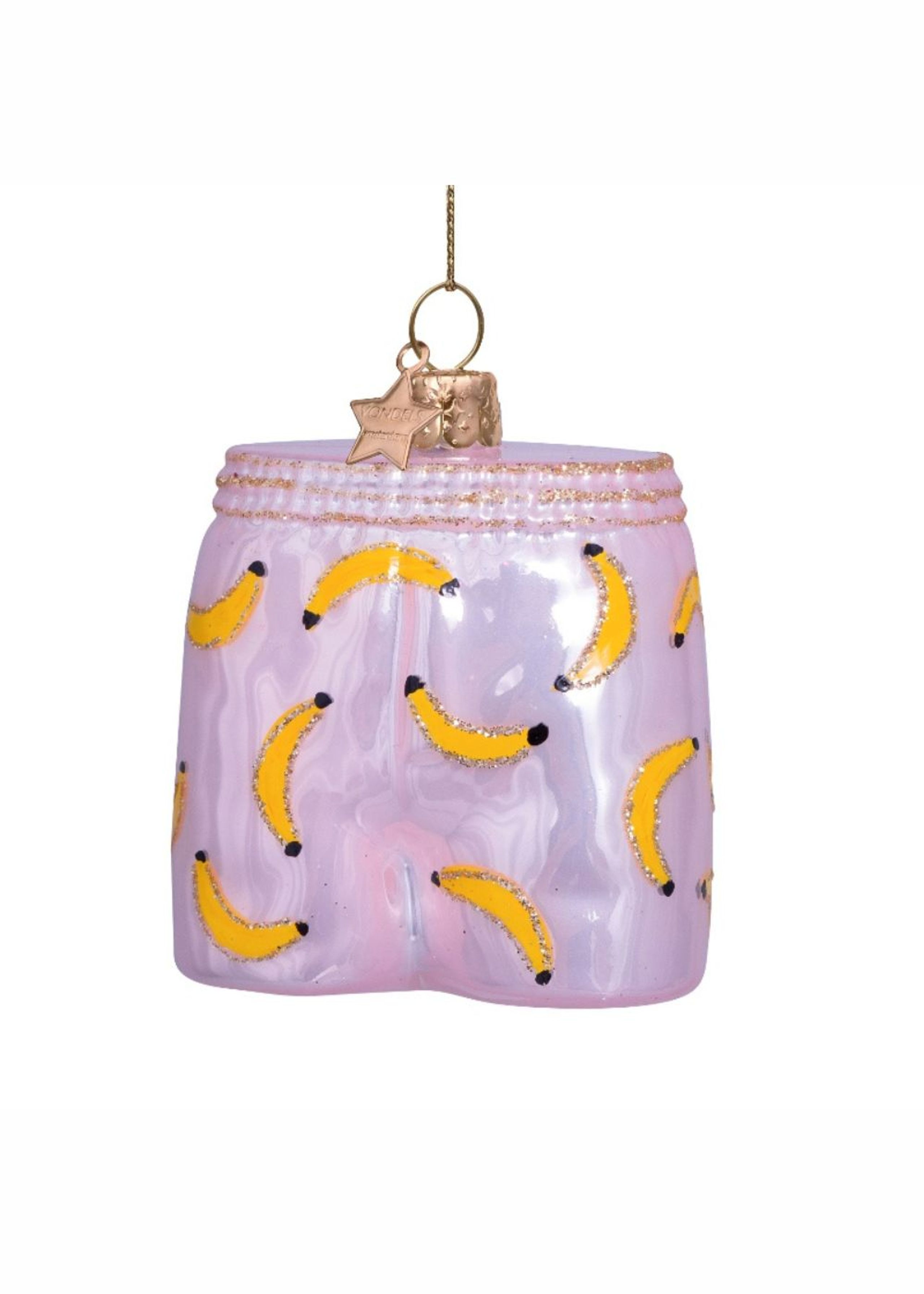 Vondels - Christmas Ball - Ornament glass soft pink boxer shorts w/bananas - Pink