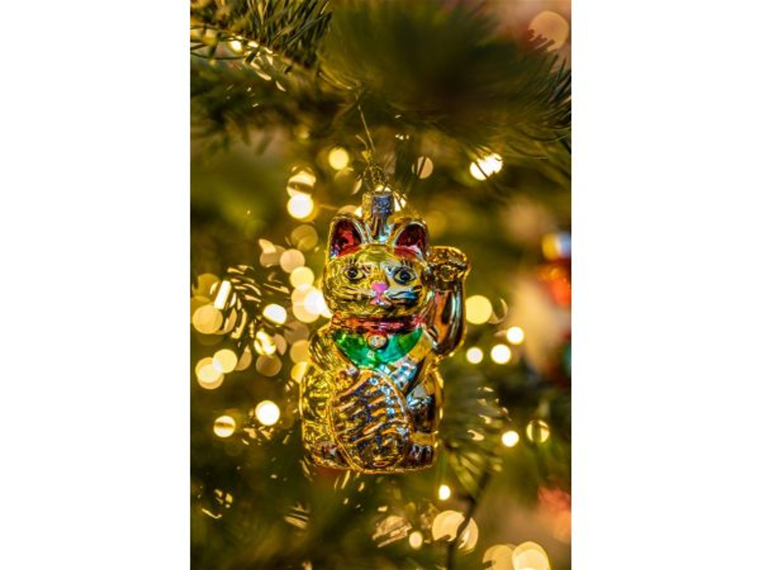Vondels - Christmas Ornaments - Gold Lucky Cat - Gold