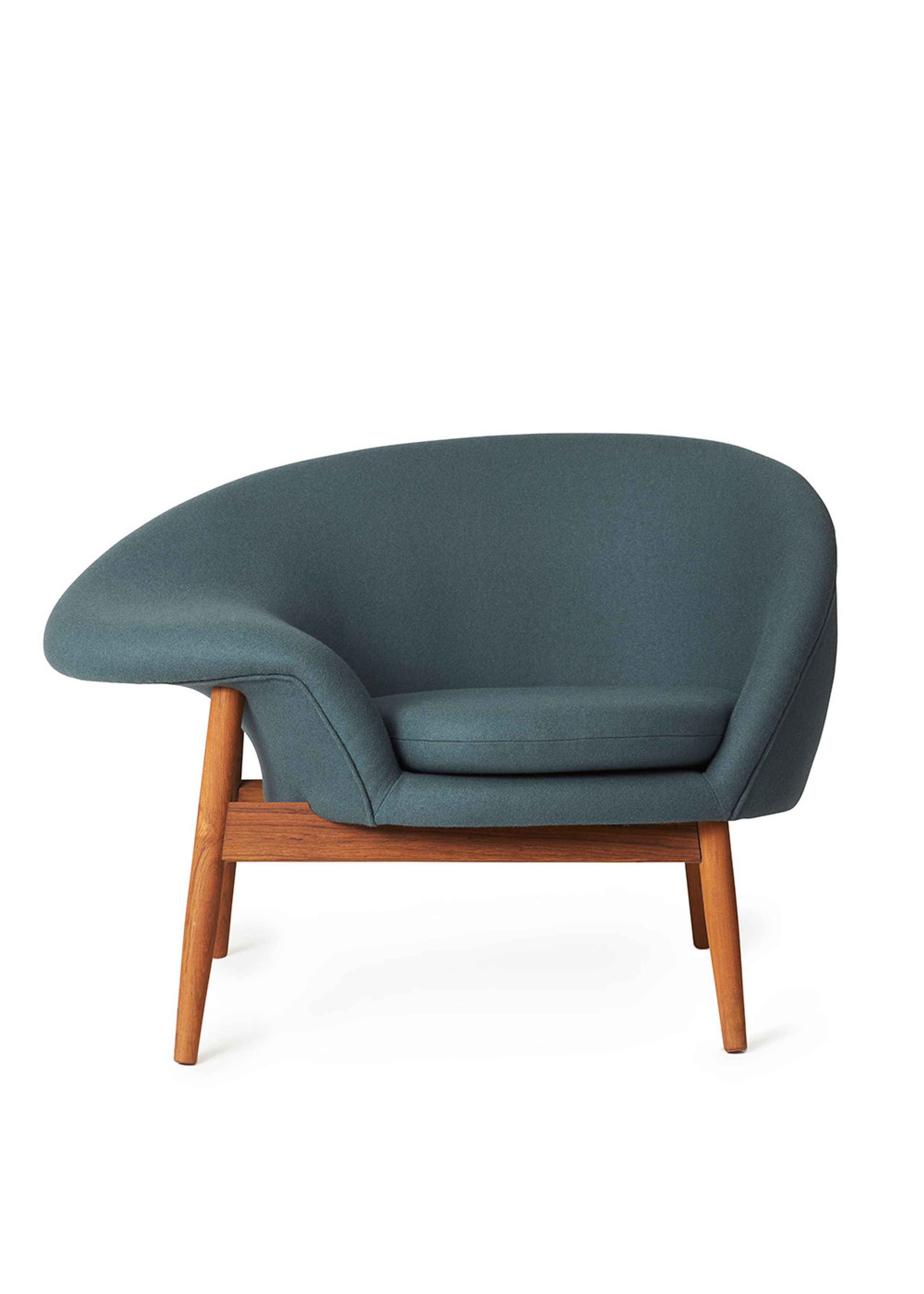 Warm Nordic - Armchair - Fried Egg Chair / Oiled Teak - Hero 991 (Petrol)
