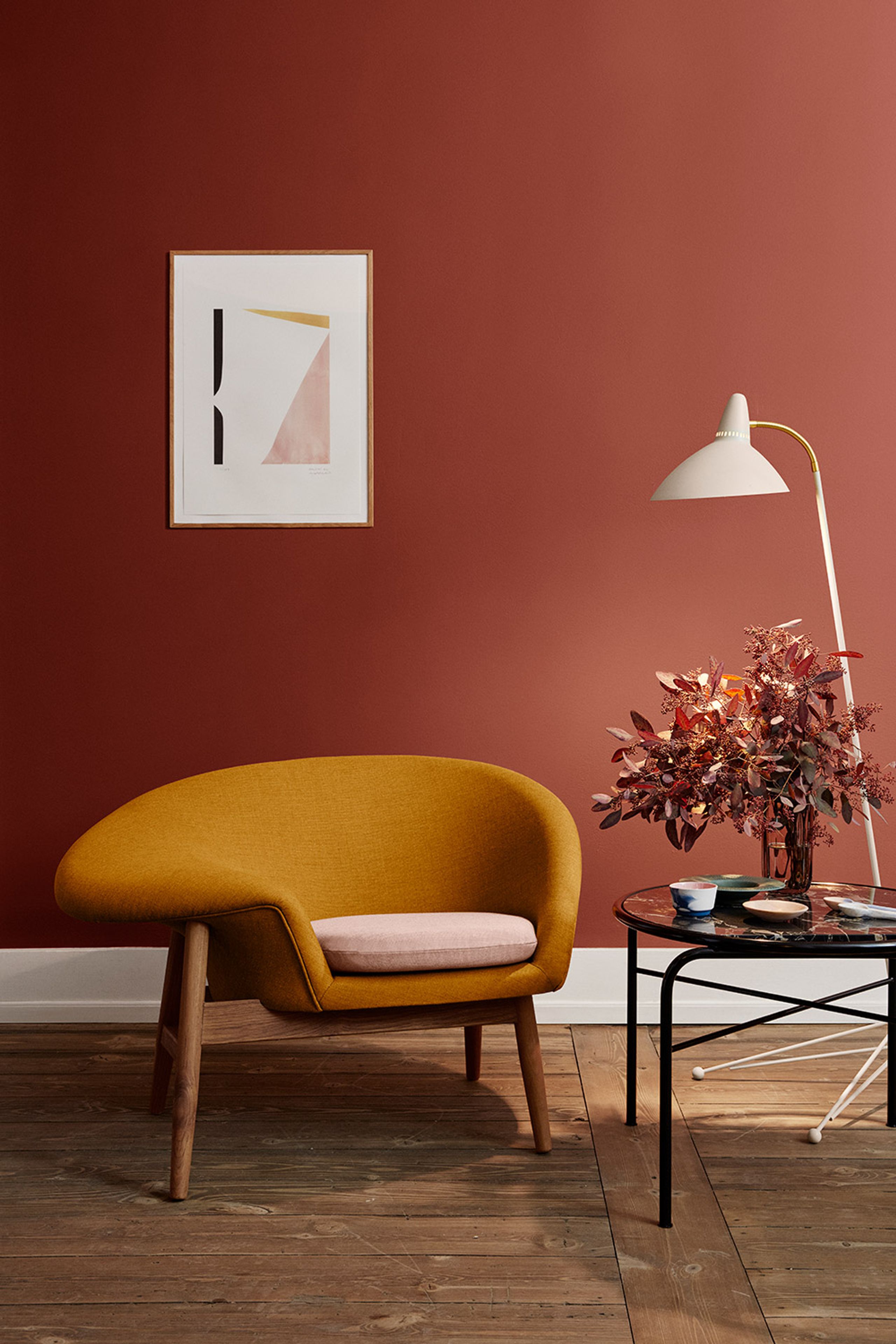 Warm Nordic - Armchair - Fried Egg Chair / Oiled Teak - Hero 991 (Petrol)