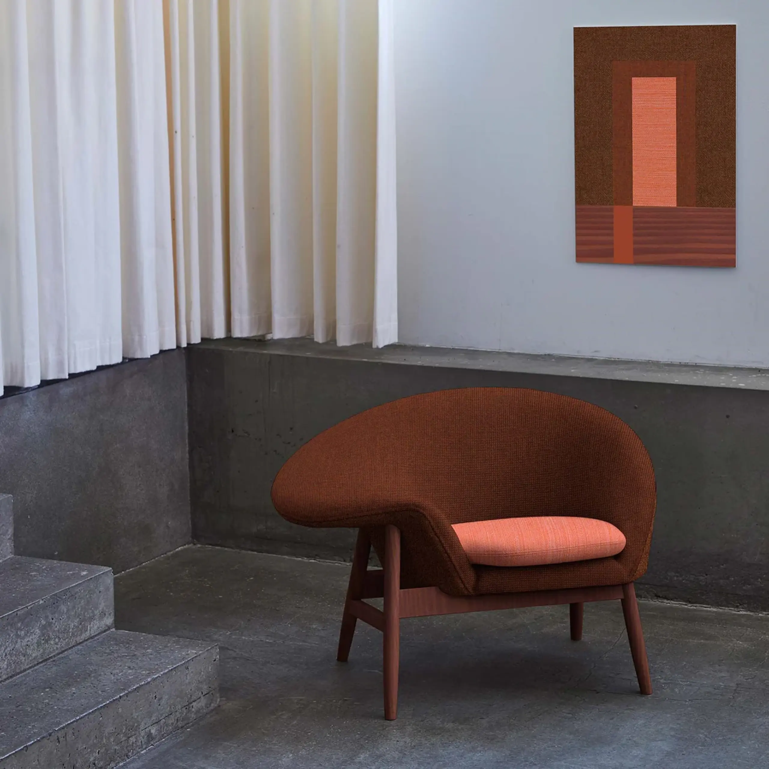 Warm Nordic - Armchair - Fried Egg Chair / Colour - Red - Vidar 0542/Balder 0562/Balder 0542