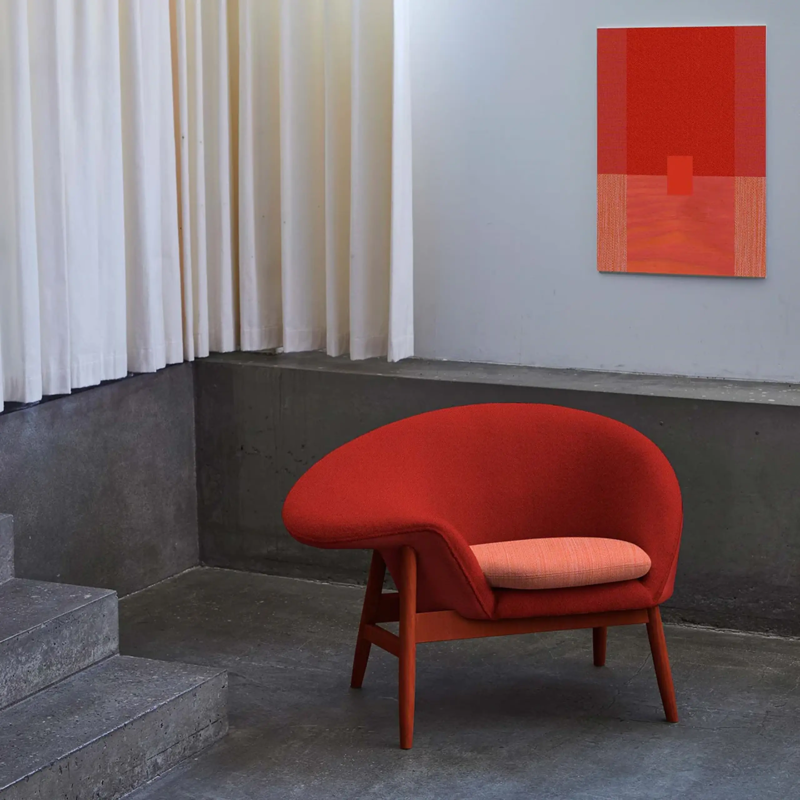 Warm Nordic - Armchair - Fried Egg Chair / Colour - Red - Vidar 0542/Balder 0562/Balder 0542