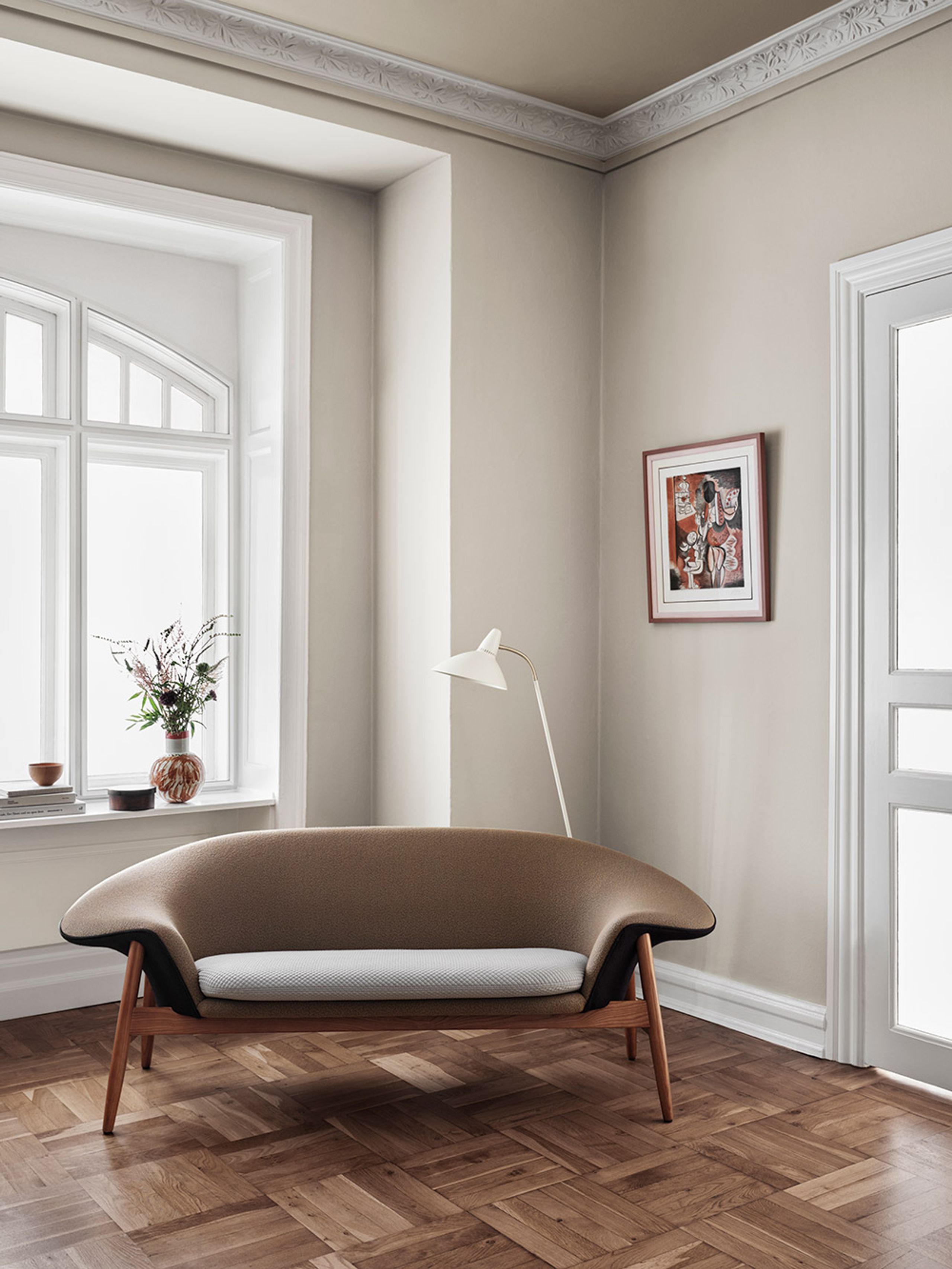 Warm Nordic - Canapé - Fried Egg Sofa / Oiled Teak - Canvas 424 (Dark Ochre) / Canvas 614 (Pale Rose)