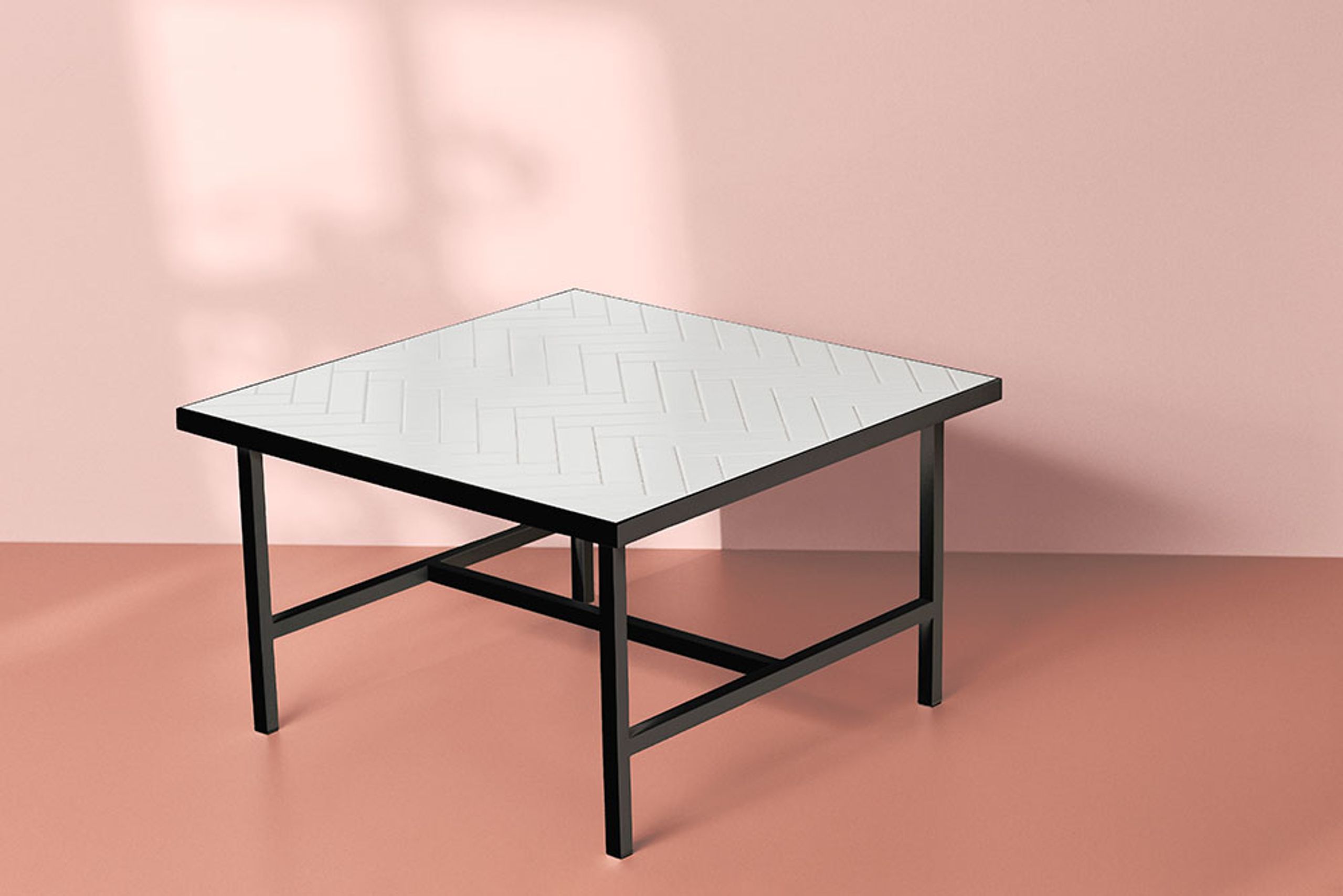 Warm Nordic - Coffee table - Herringbone Tile / Coffee Table - Pure White