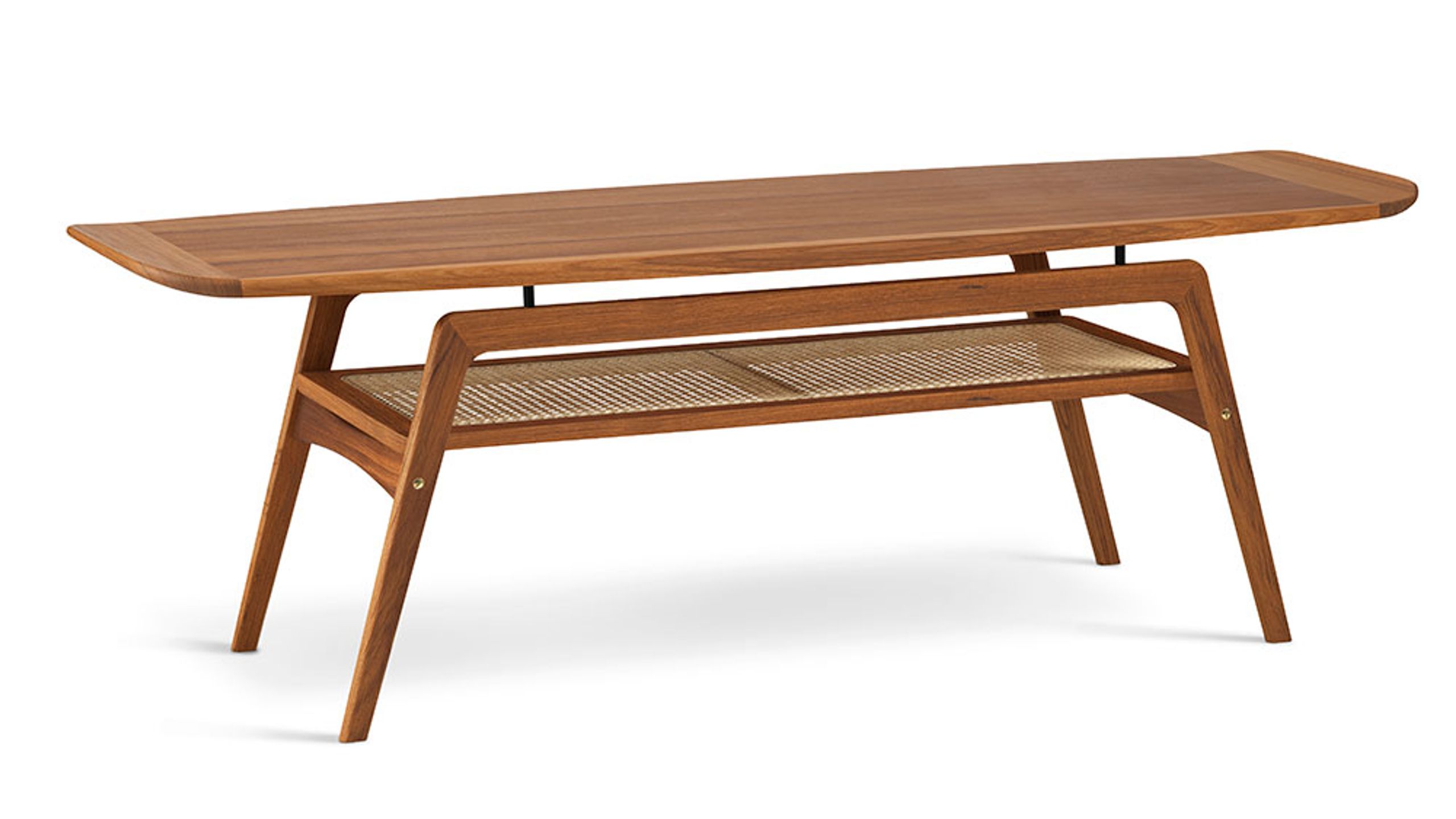 Warm Nordic - Tavolino da caffè - Surfboard Table - Oiled Teak w. French Cane