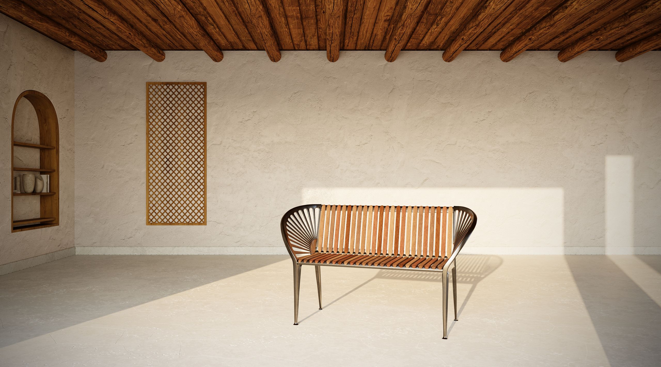 WOLFF NORDIC - Gartenbank - ND100 City bench by Nanna Ditzel - Cast iron, Oiled mahogany