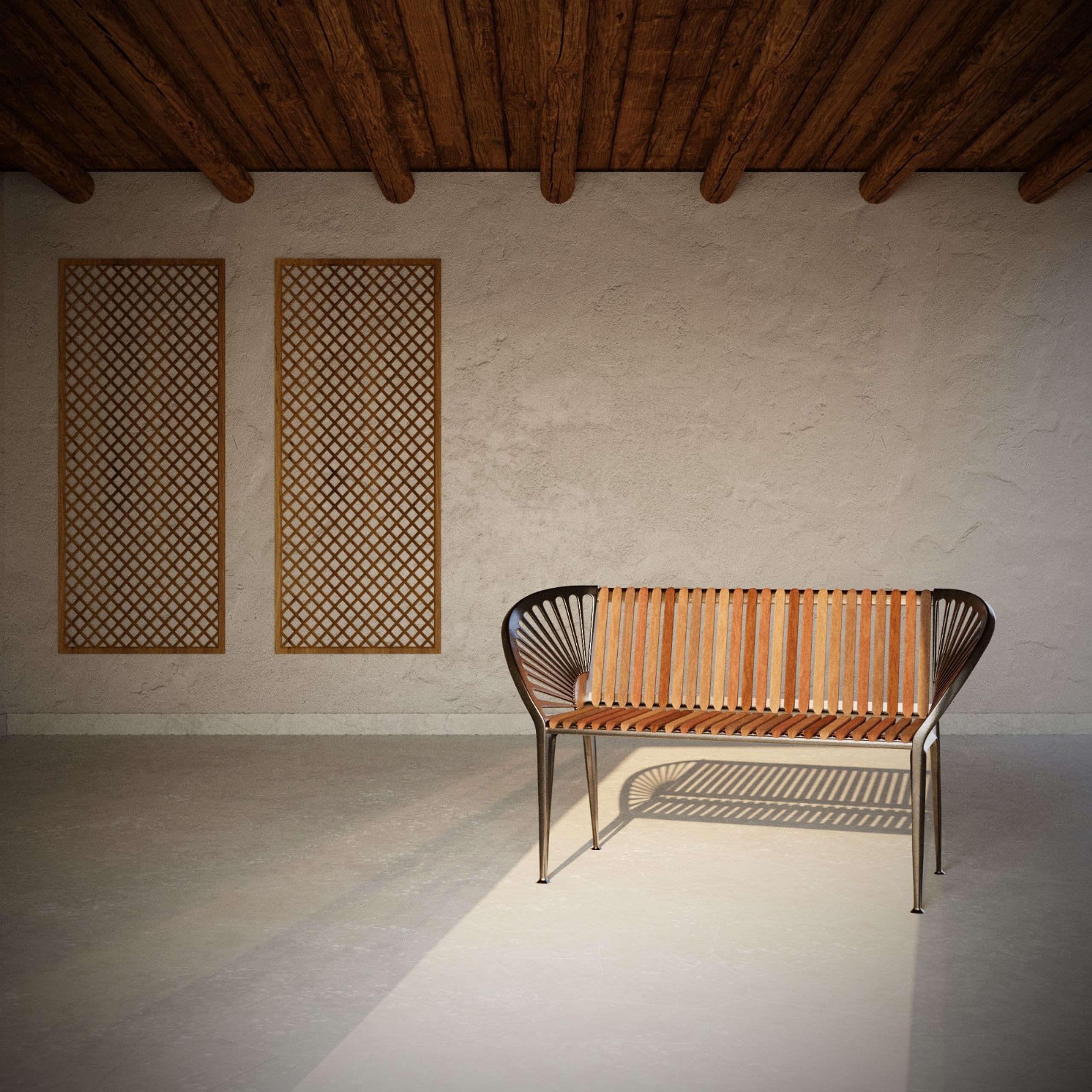 WOLFF NORDIC - Gartenbank - ND100 City bench by Nanna Ditzel - Cast iron, Oiled mahogany