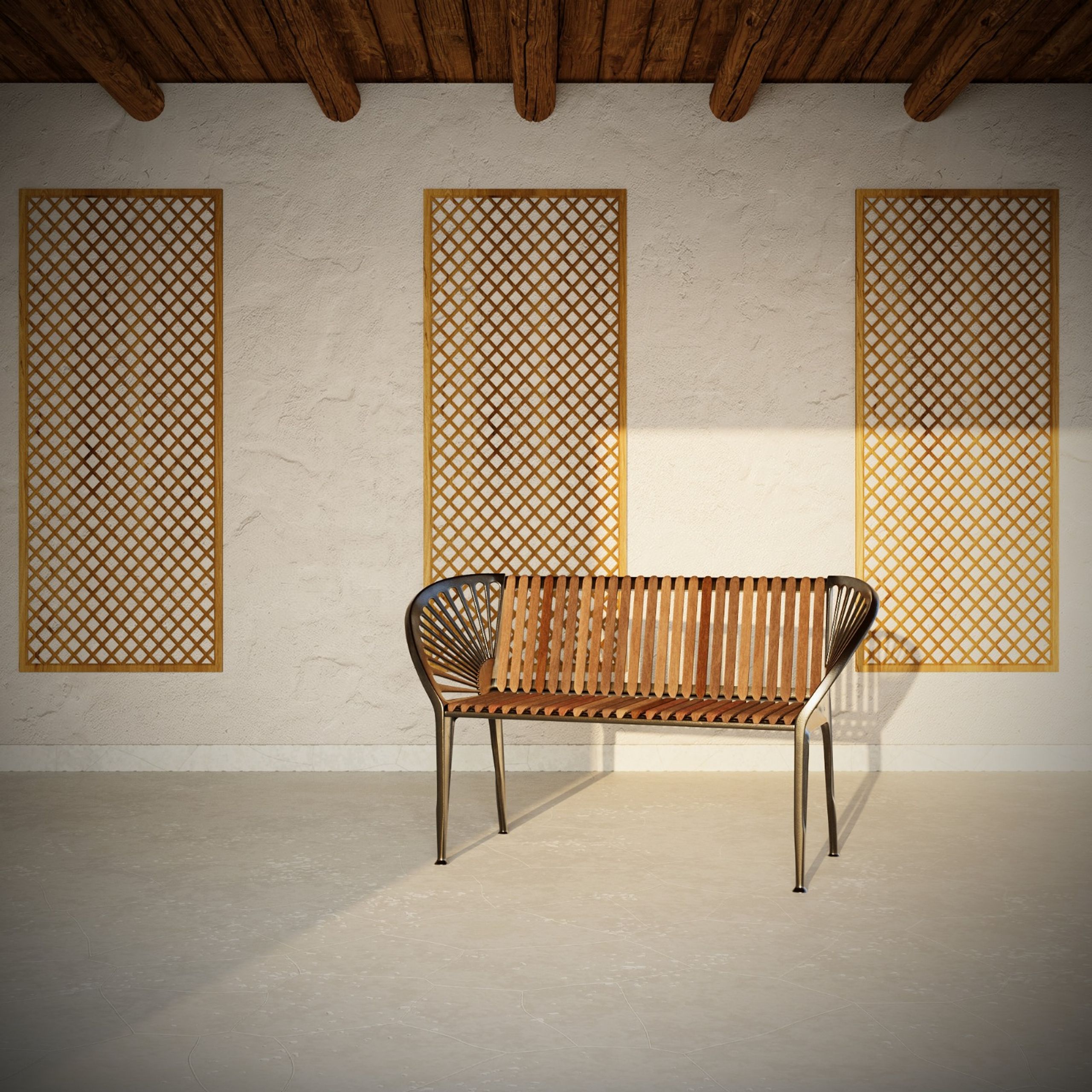 WOLFF NORDIC - Gartenbank - ND100 City bench by Nanna Ditzel - Cast iron, Oiled mahogany