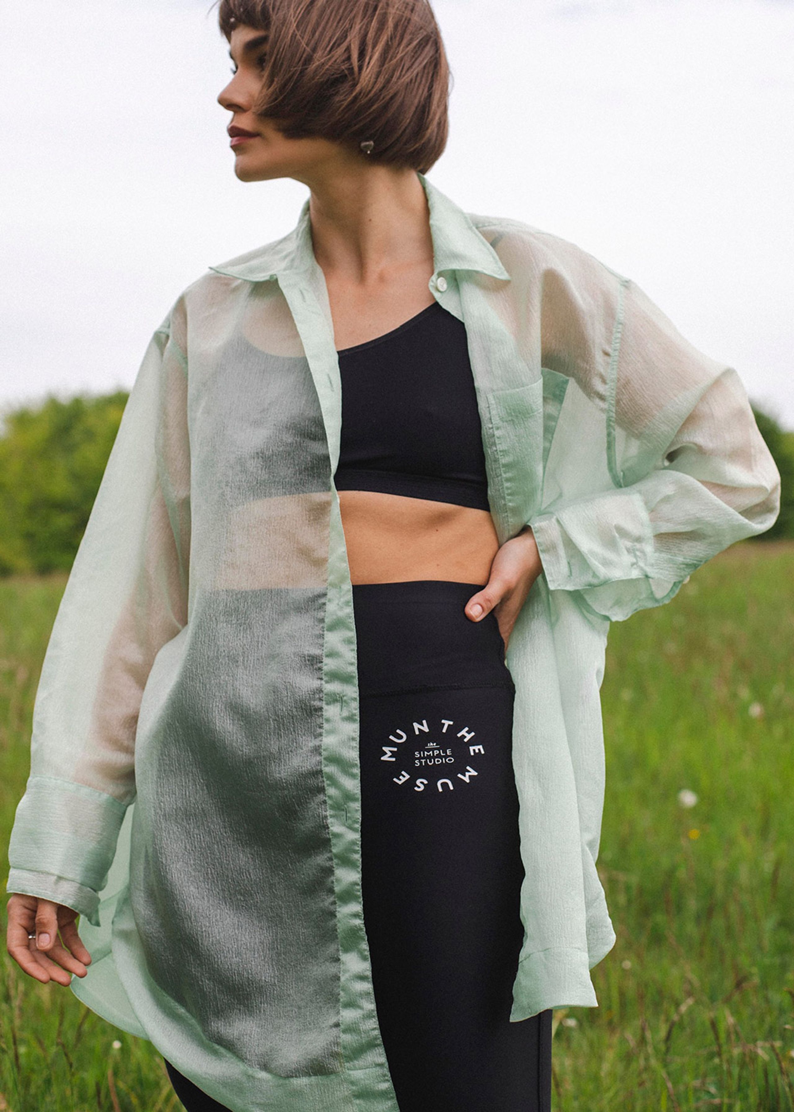 Wood Wood - Košile - Beth Crinkled Shirt - Light Green