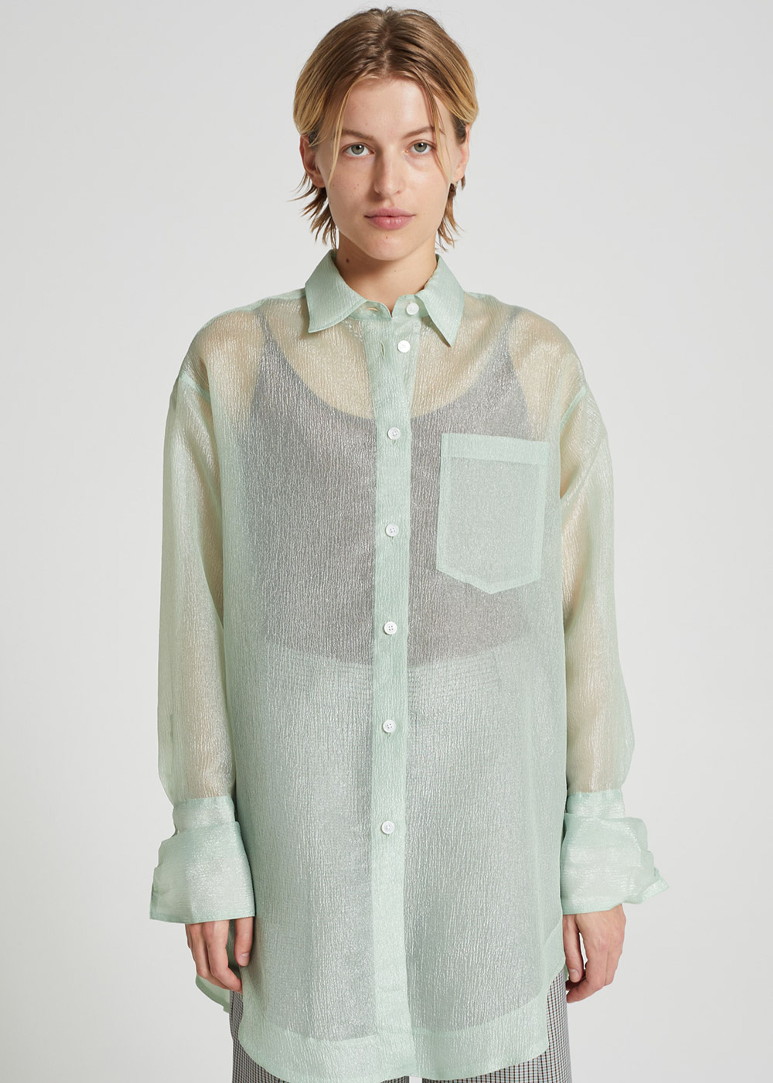 Wood Wood - Košile - Beth Crinkled Shirt - Light Green