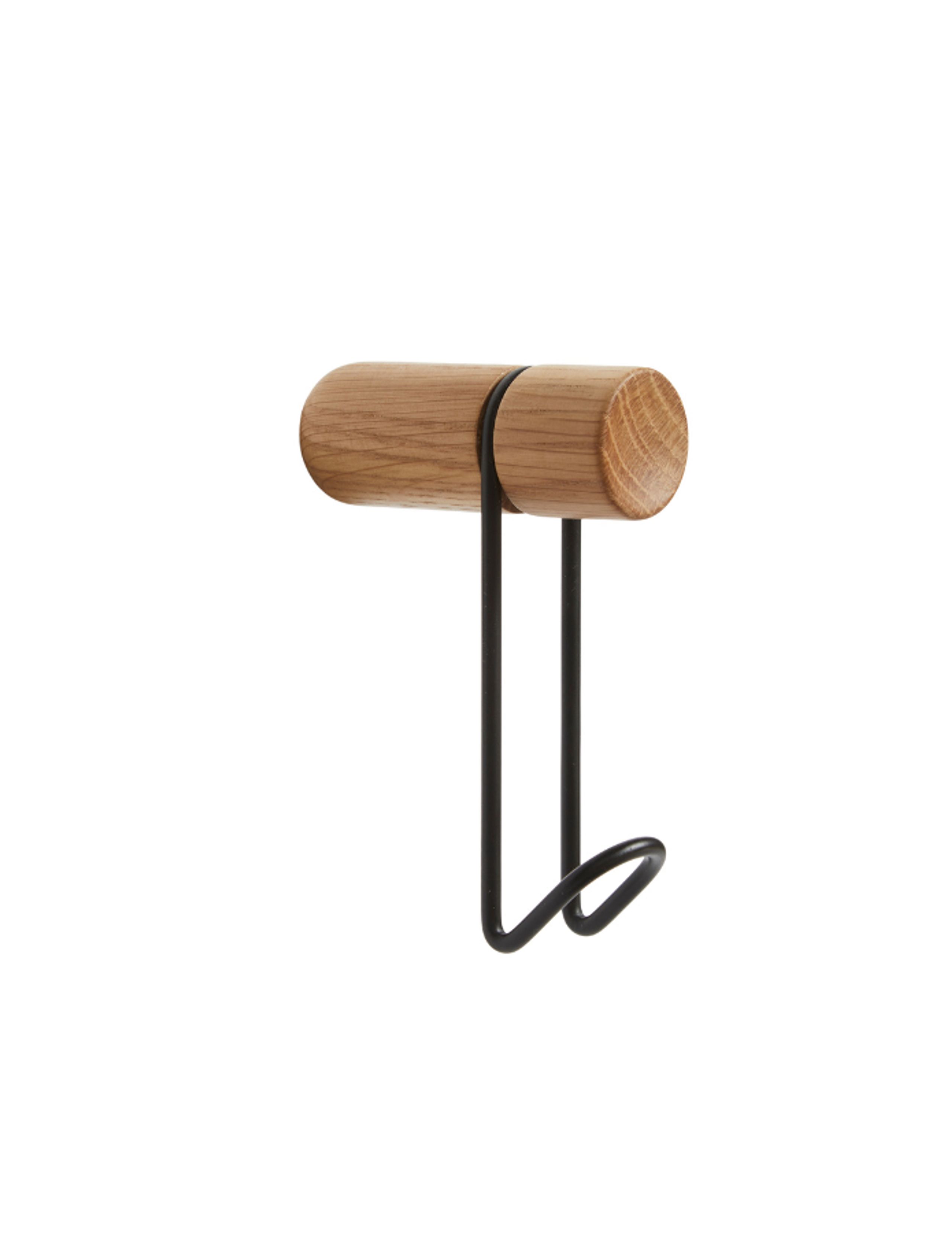 Woud - Haken - Around Wall Hanger - Oak/Black - Small