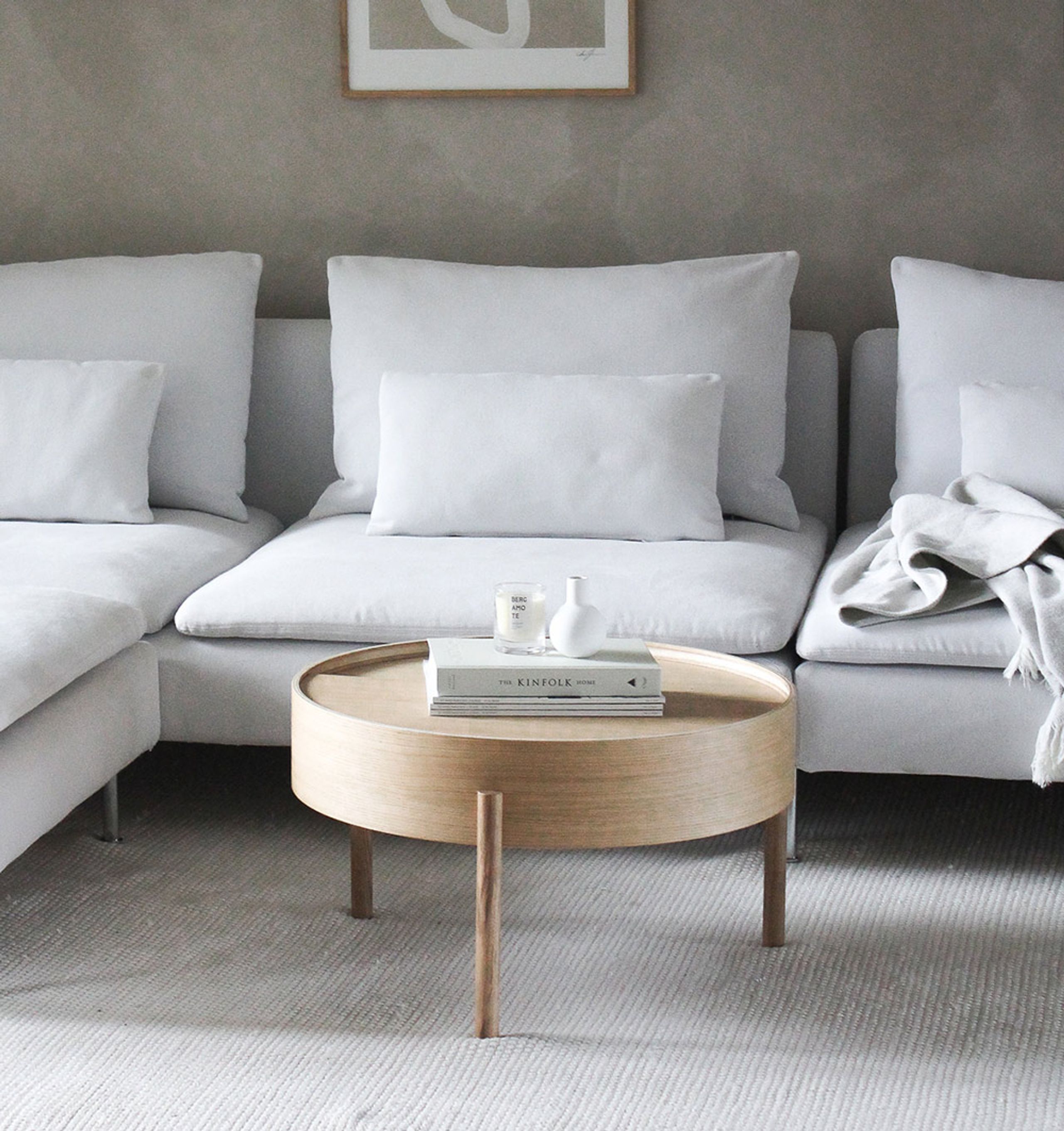 Woud - Houpací křeslo - Arc Side and Coffee Table - White Pigmenteret Ash - Coffee Table