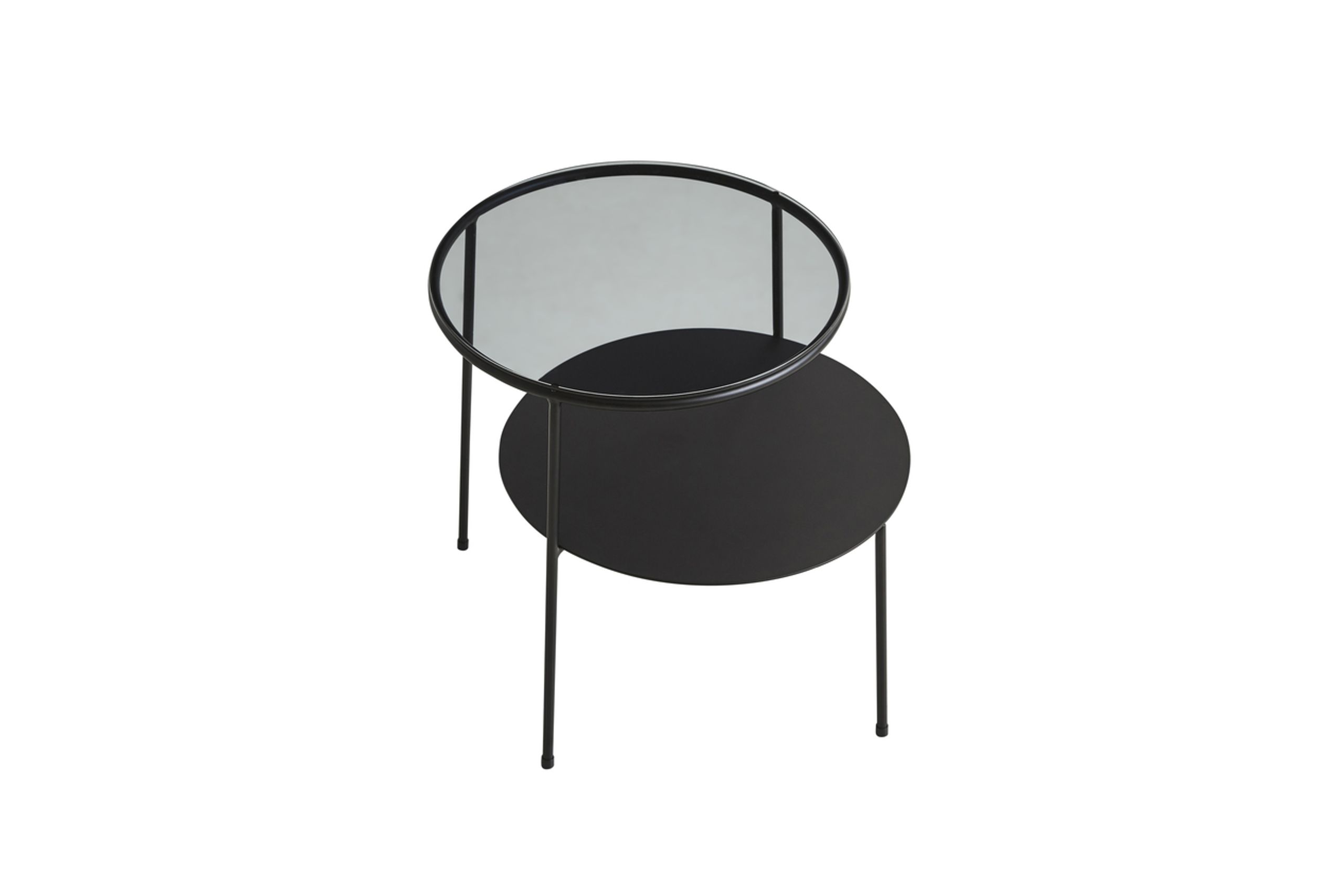 Woud - Sofabord - Duo Side Table - Black Metal / Dark Smoked Glass