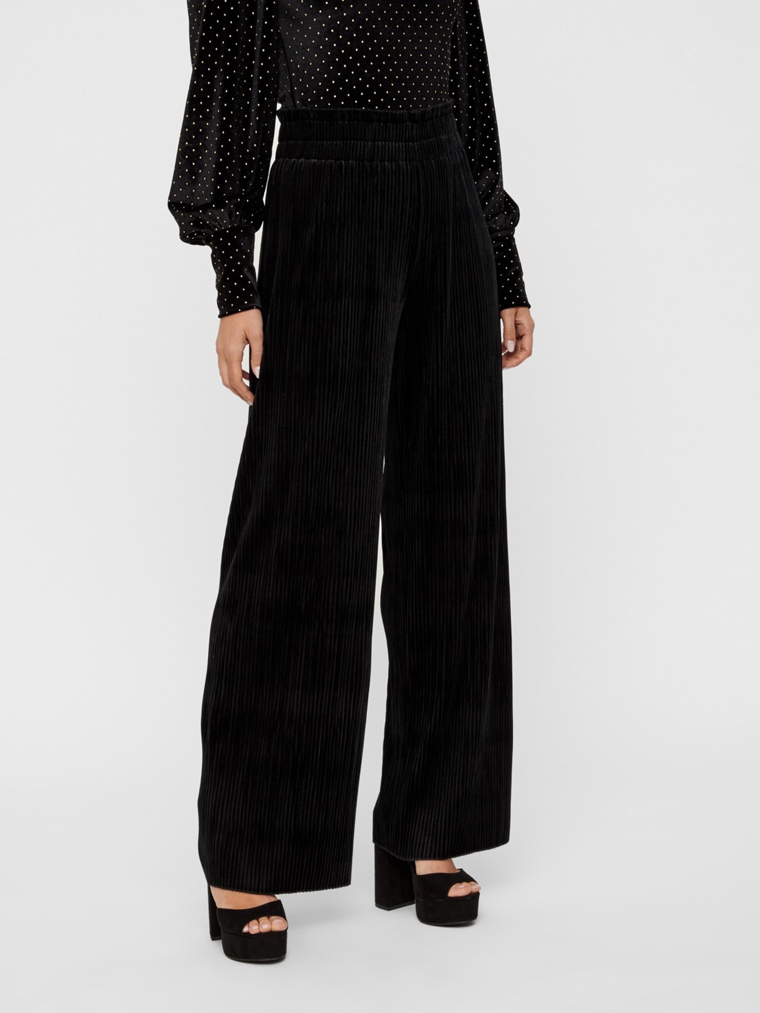 Y.A.S - Pants - YASAlissa HW Velvet Pants - Black