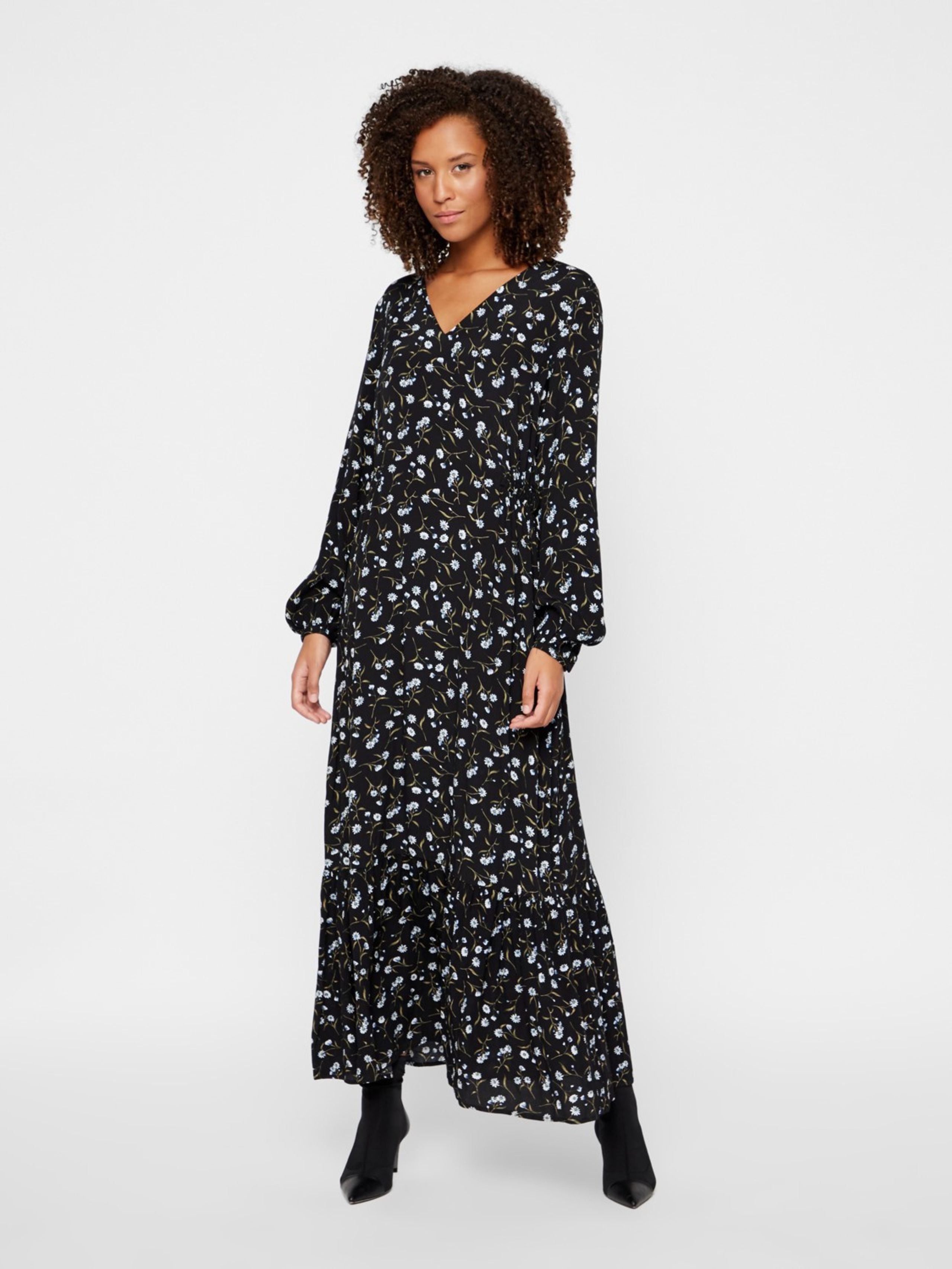 Y.A.S - Dress - YASDaisy LS Long Dress - Black Daisy Print