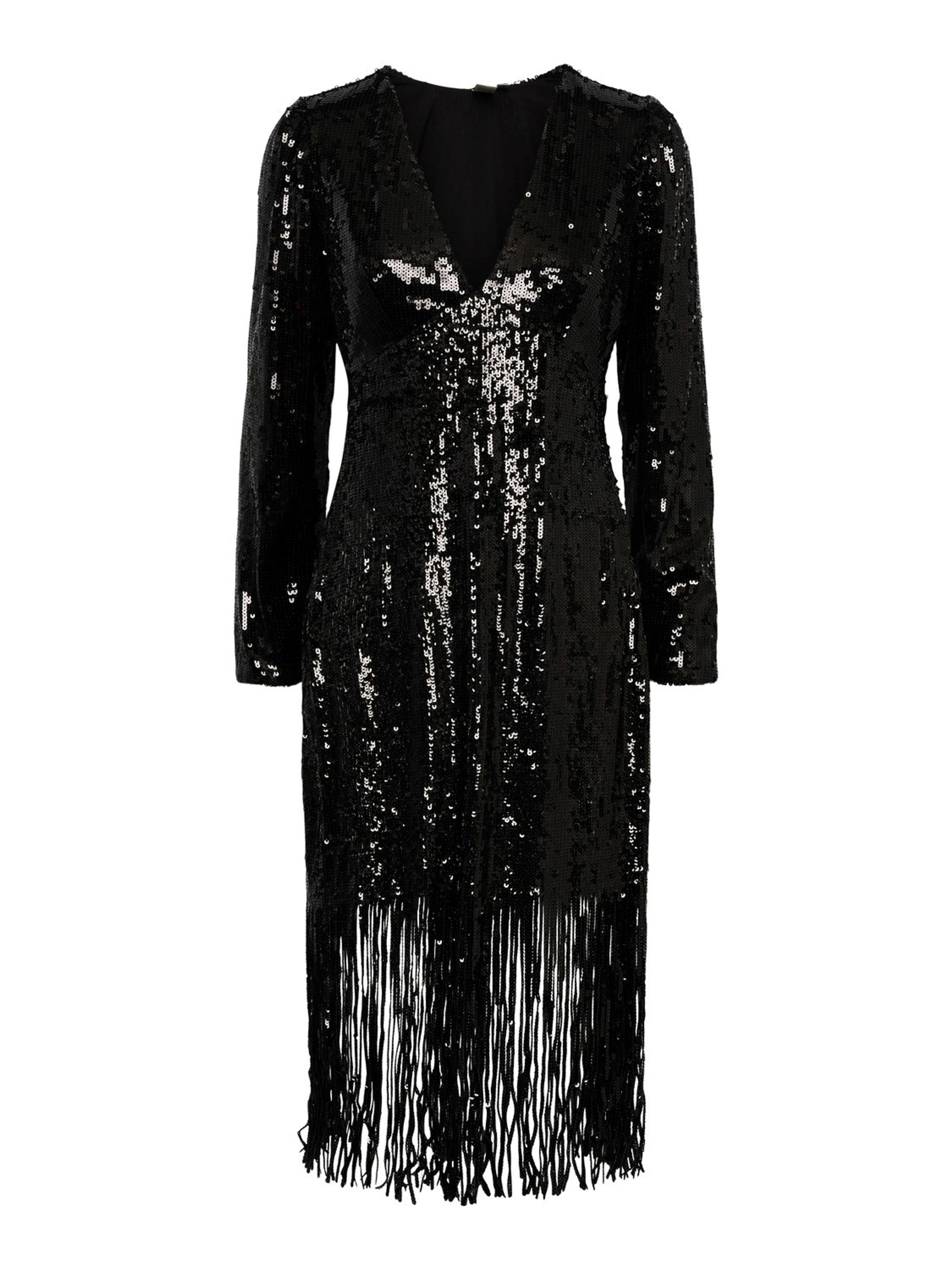 Y.A.S - Jurk - YASFlapper 7/8 Sequin Dress - Black Sequin