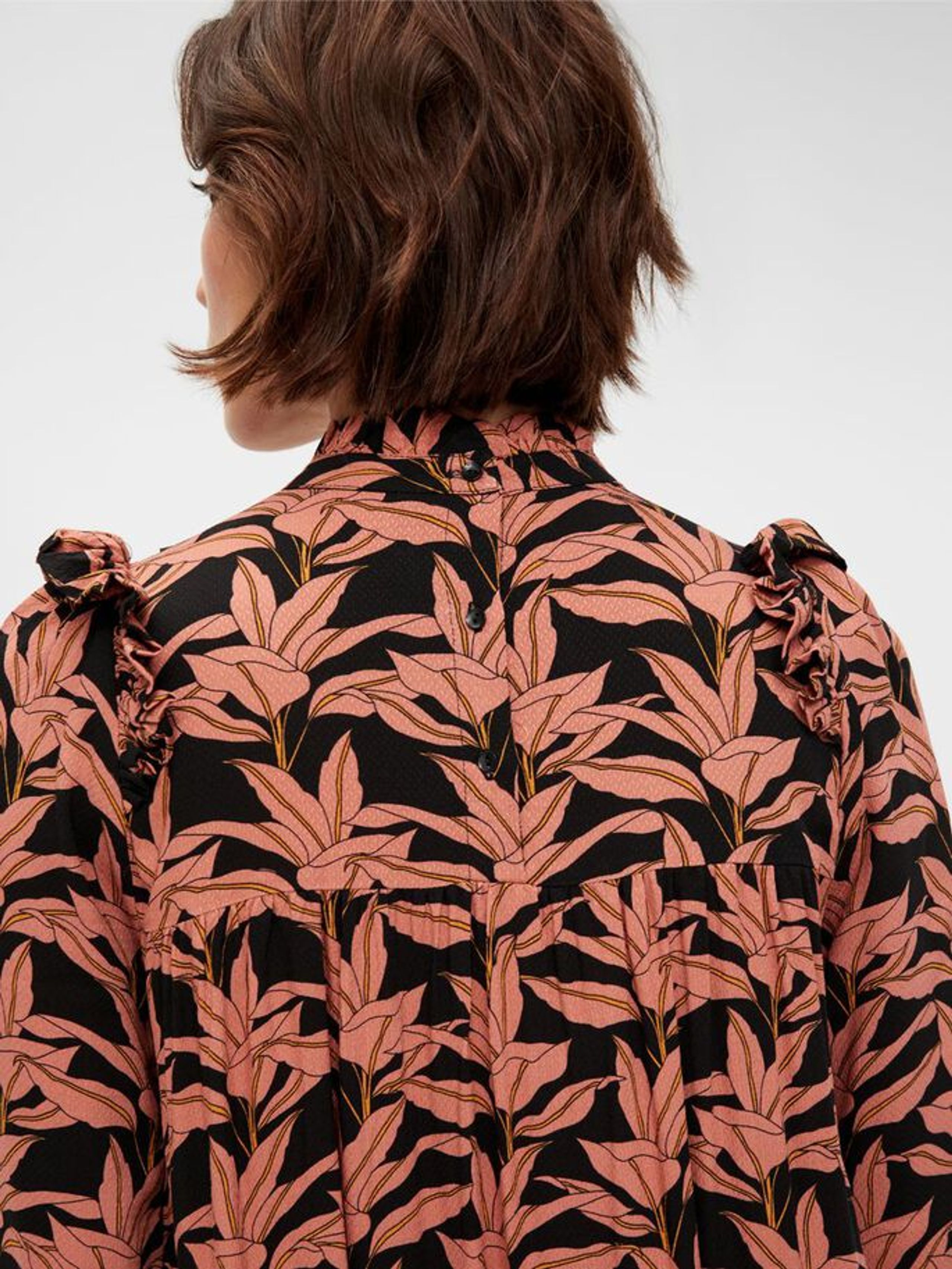 Y.A.S - Jurk - YASJosephine LS Midi Dress - Black Print