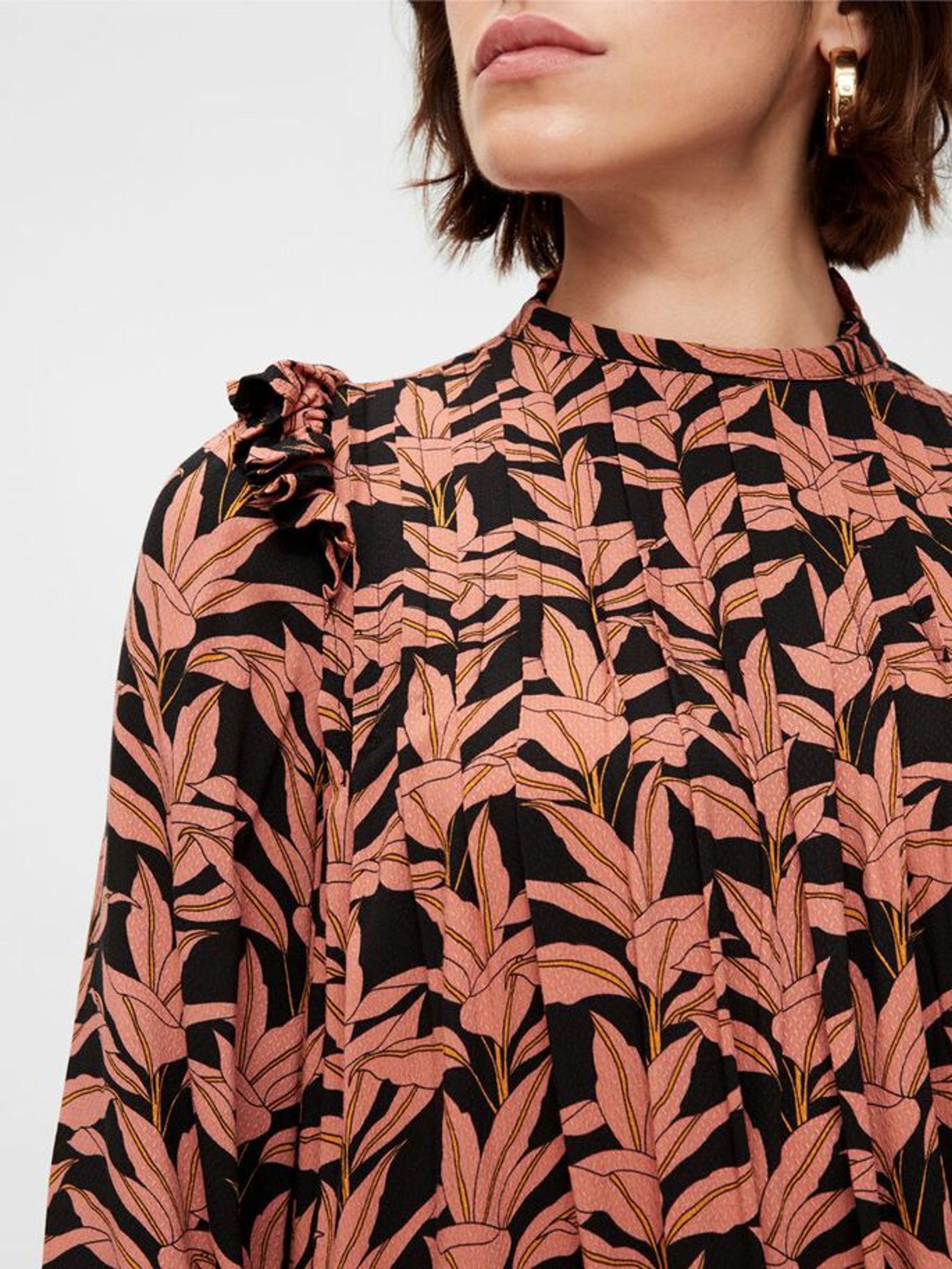 Y.A.S - Jurk - YASJosephine LS Midi Dress - Black Print